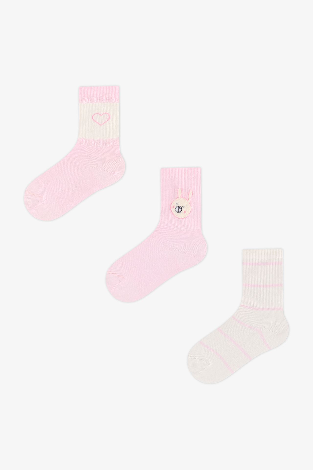 PENTI Girls' Little Bunny Rabbit Patterned Pair Crew Socks 1