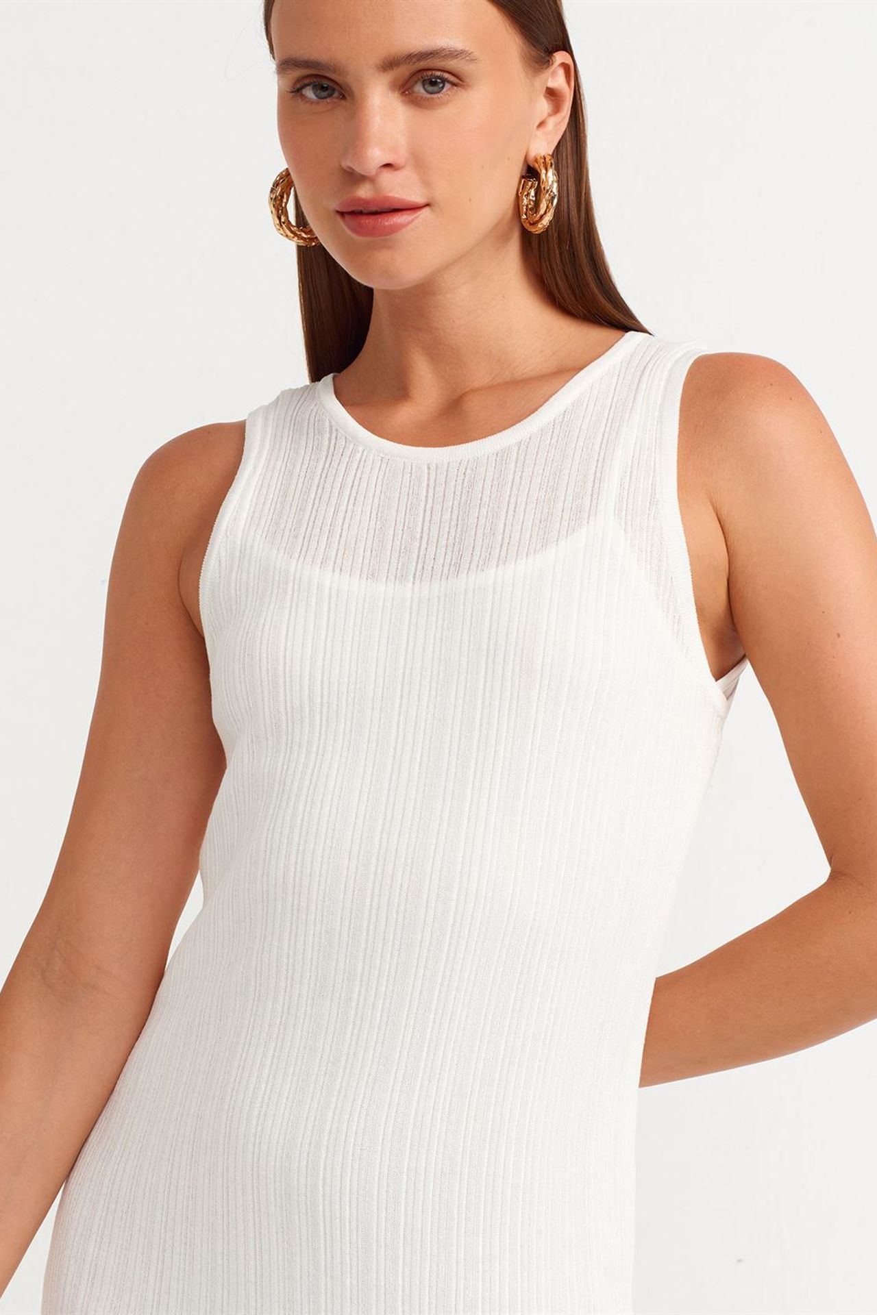DILVIN Ribbed Sleeveless Bodycon Midi Dress 4