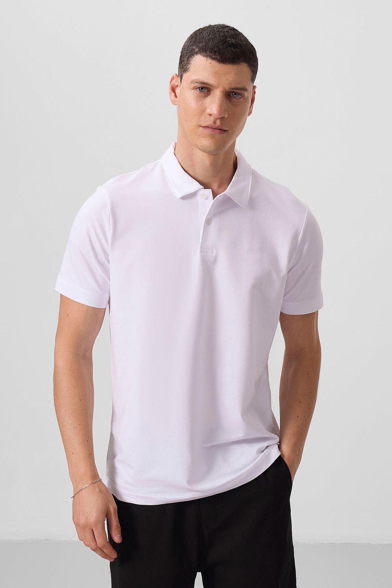 TOMMY Men's Cotton-Elastane Polo T-Shirt 3