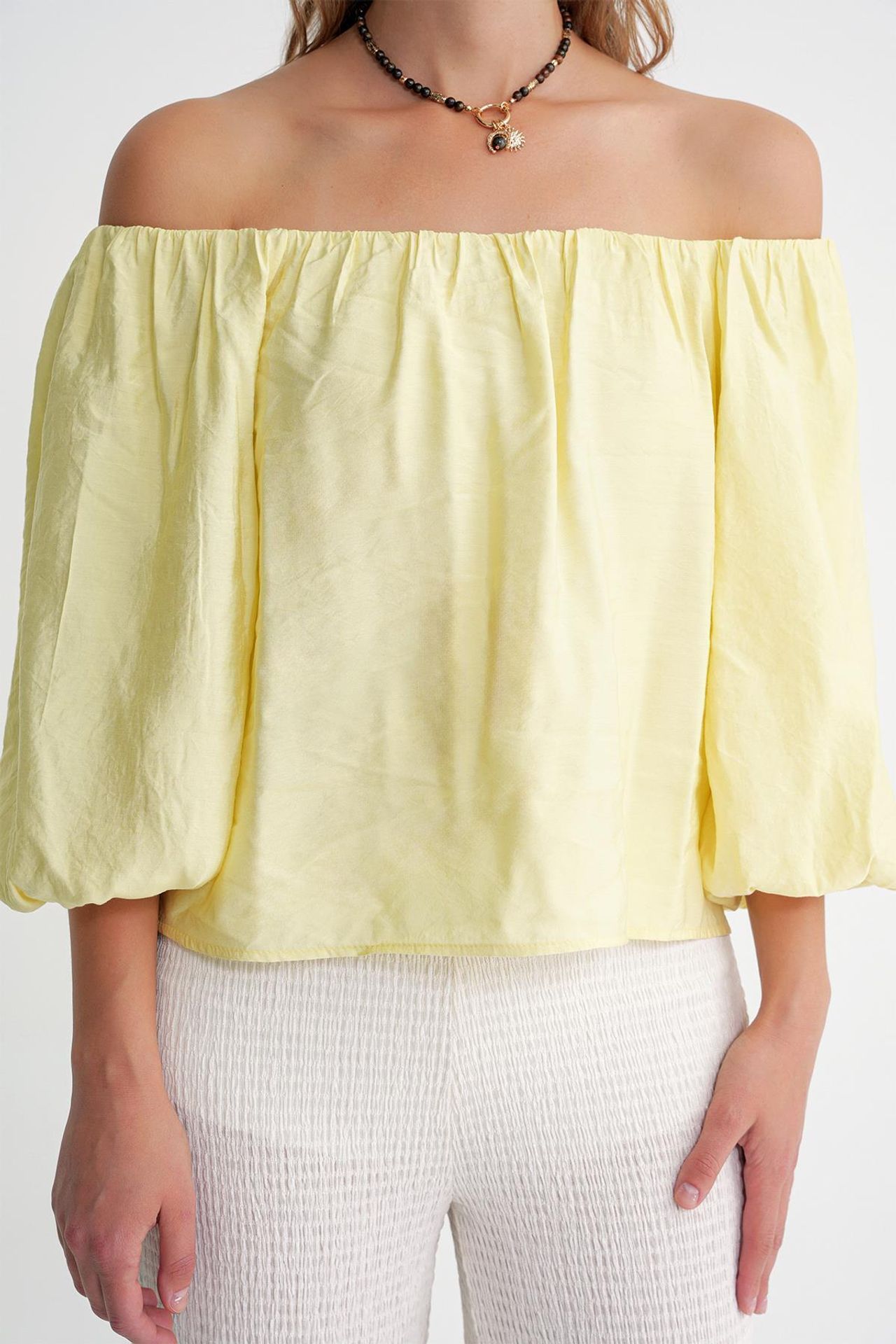 Mixray Modal Blended Blouse with Madonna Collar and Ruffle Detail 6