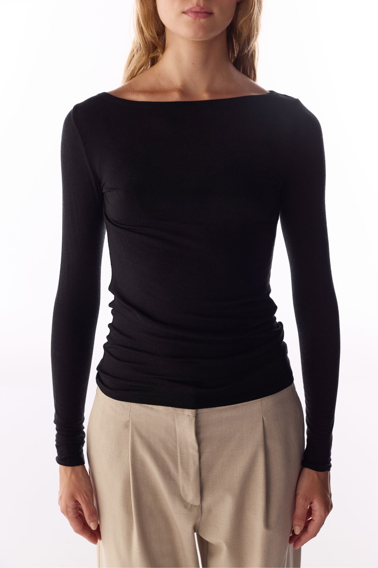 PENTI Clean Boat Neck Cashmere Long Sleeve Blouse 5