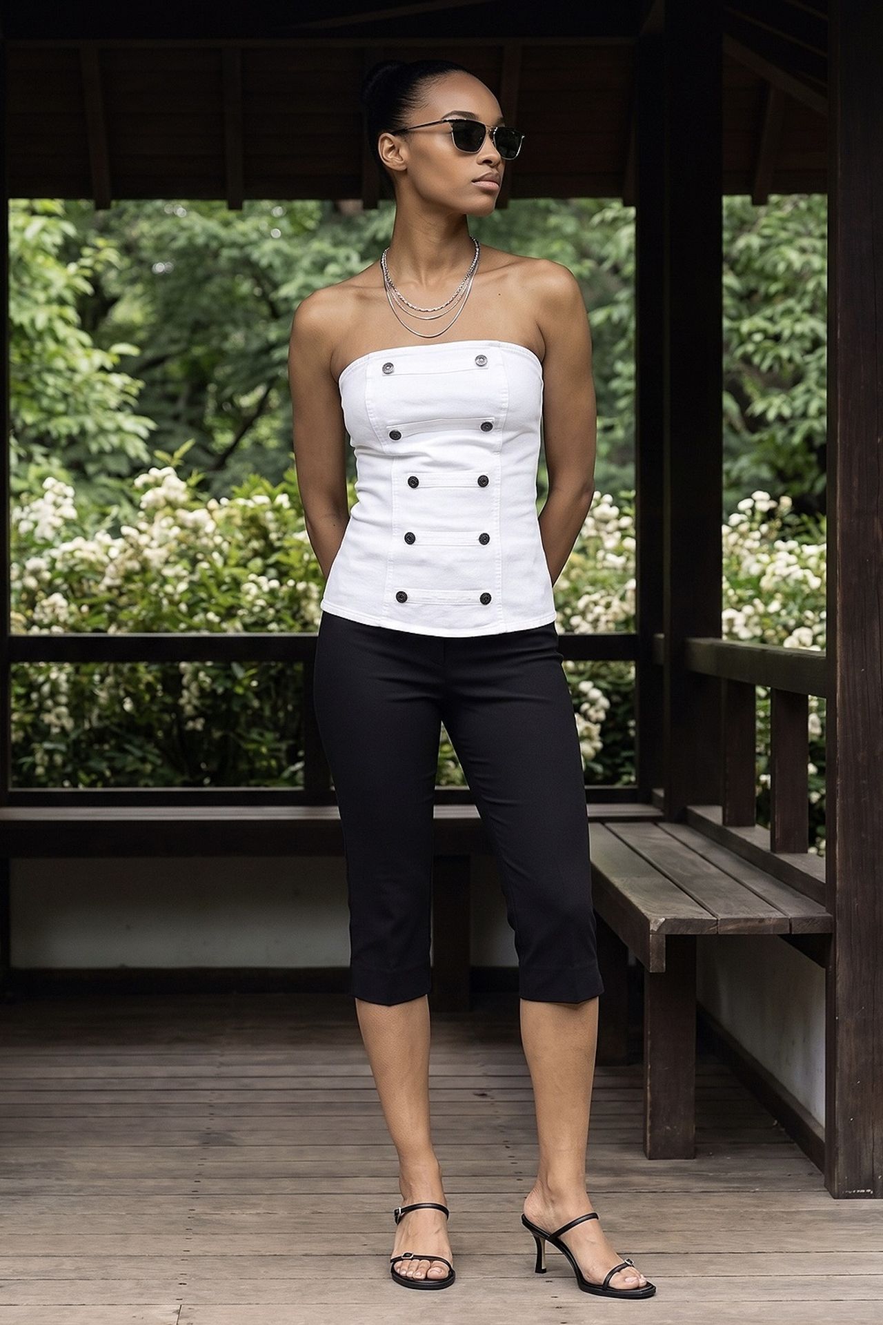 DILVIN Strapless Cotton Poplin Corset Blouse 1