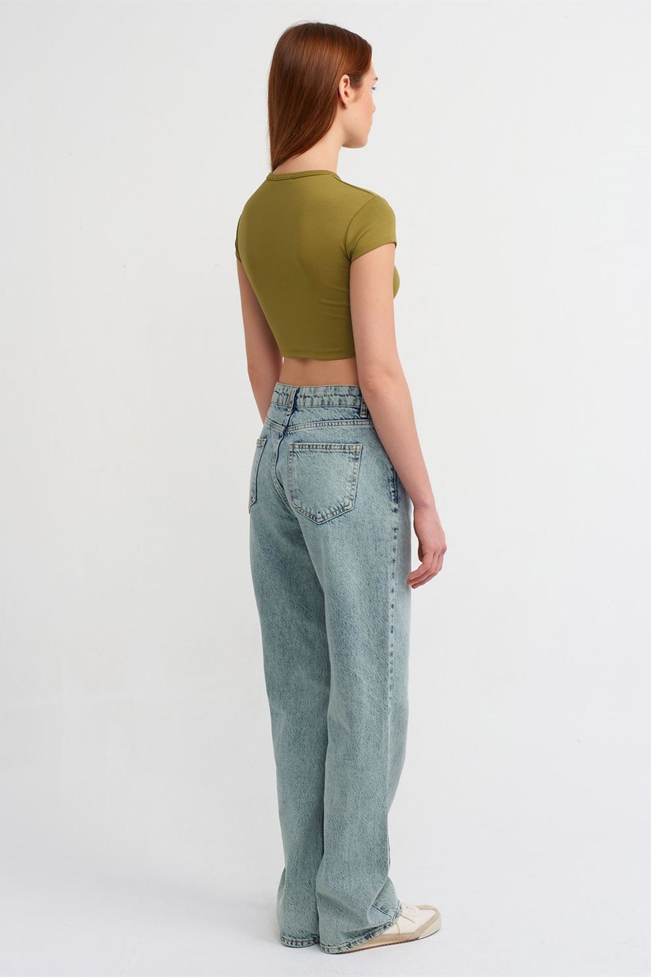 DILVIN Mid-Waist Straight-Leg Cotton Denim Jeans 2