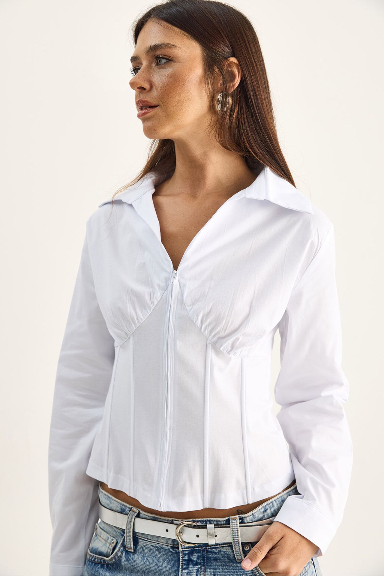 LUCCI Women's Fitted Crop Shirt 5