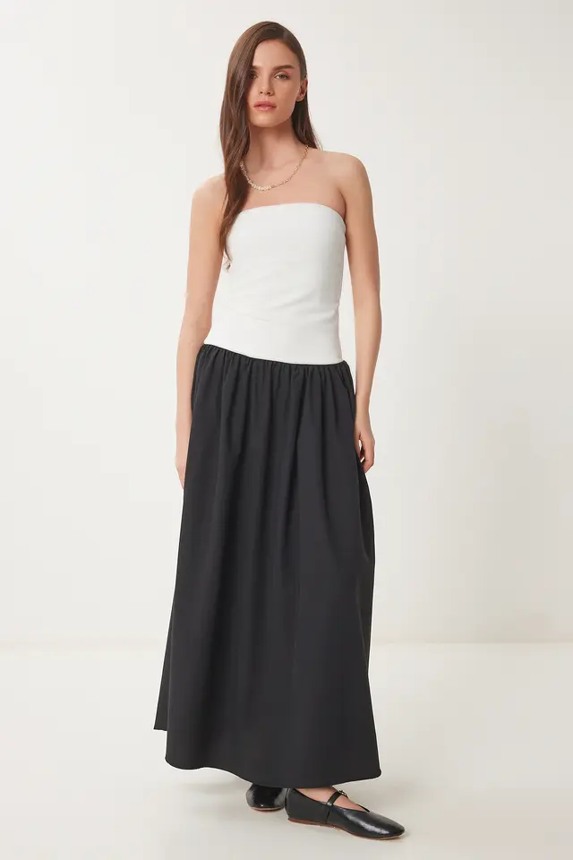 ISTANBUL Color Blocked Strapless Maxi Dress