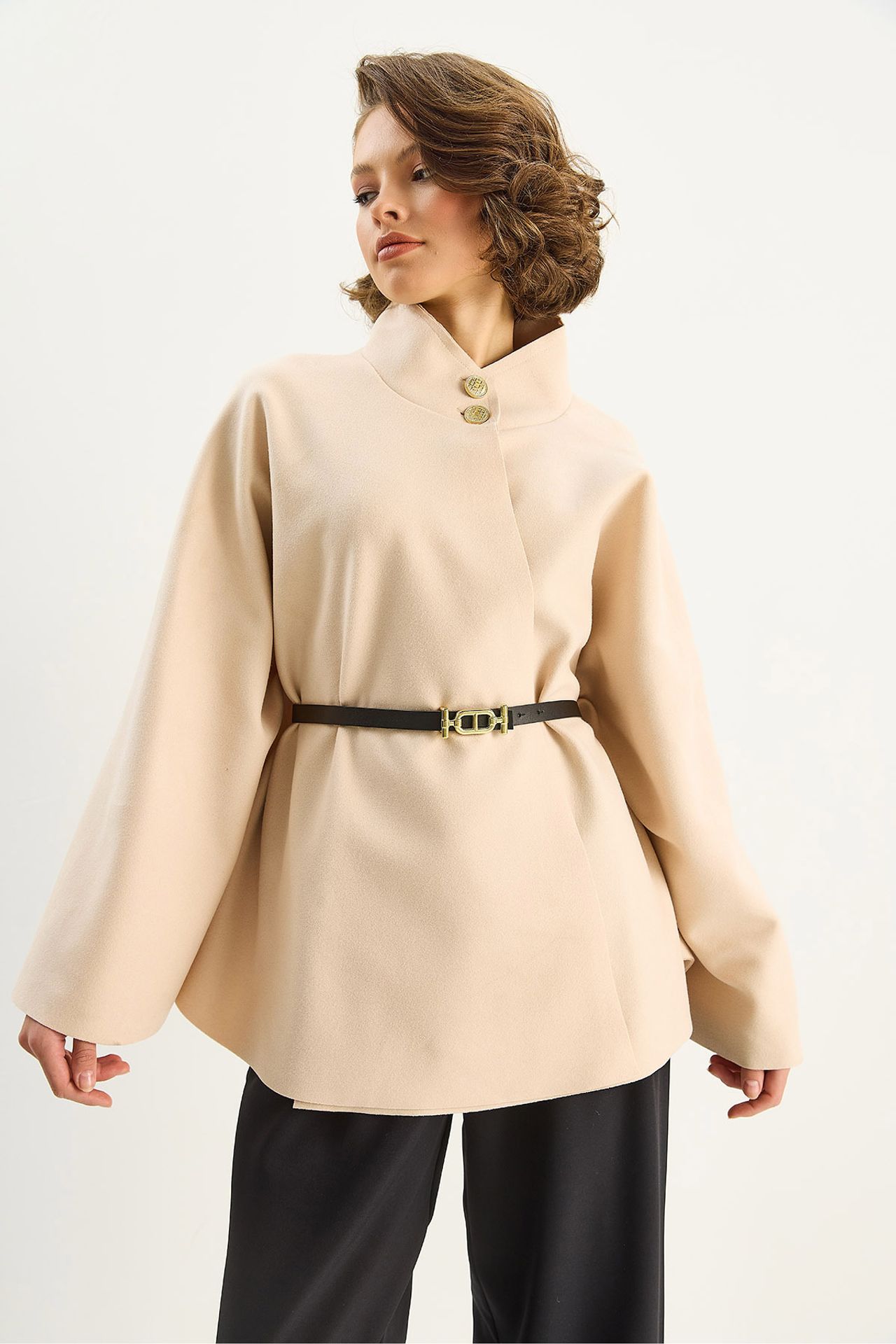 LUCCI Textured Overcoat with Button Closure 3