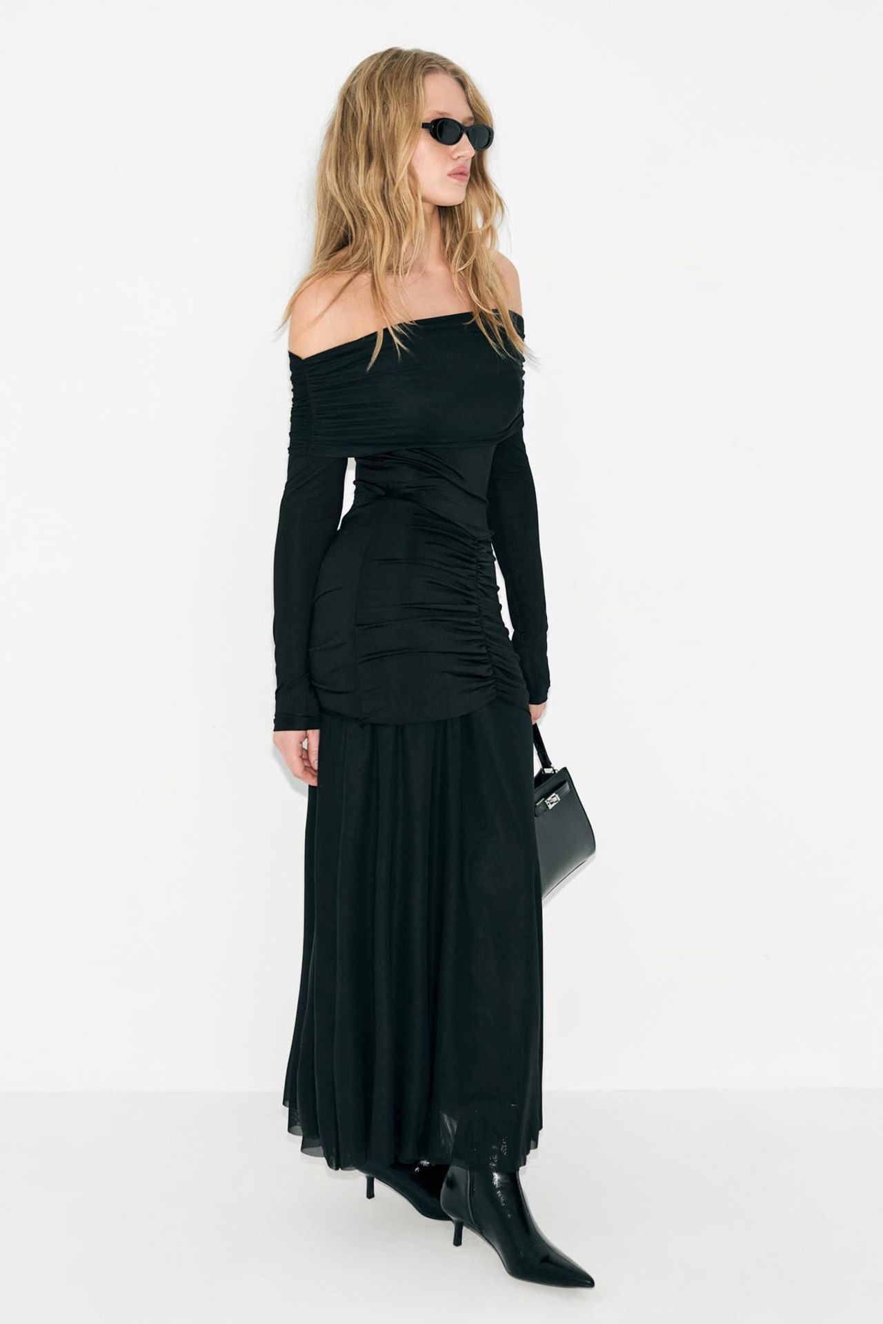 GRIMELANGE Boat Neck Shirred Bodycon Maxi Dress 2