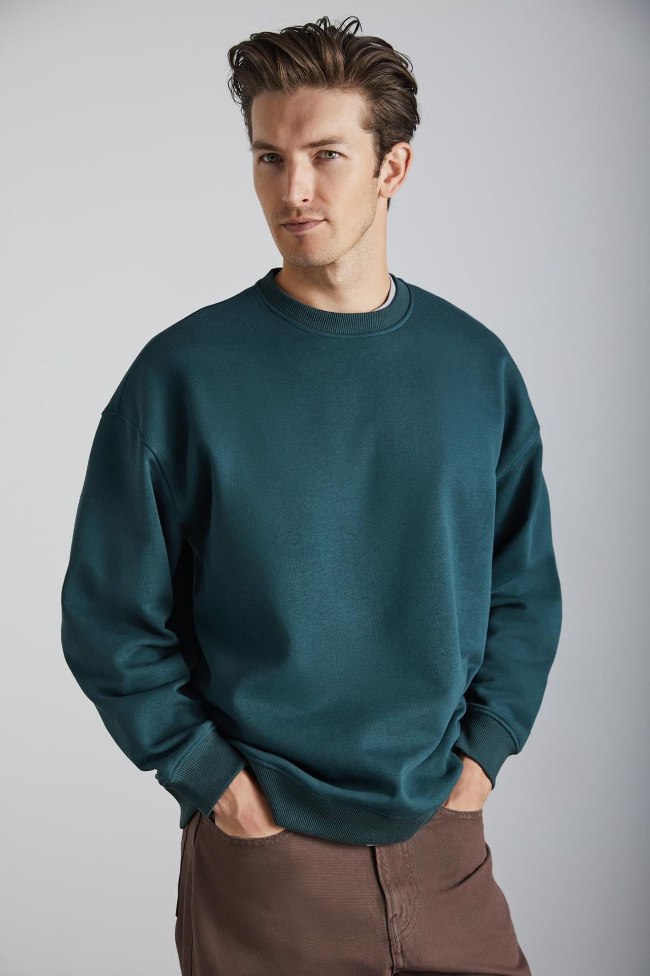 GRIMELANGE Bol Kesim Fitilli Bisiklet Yaka Sweatshirt 4