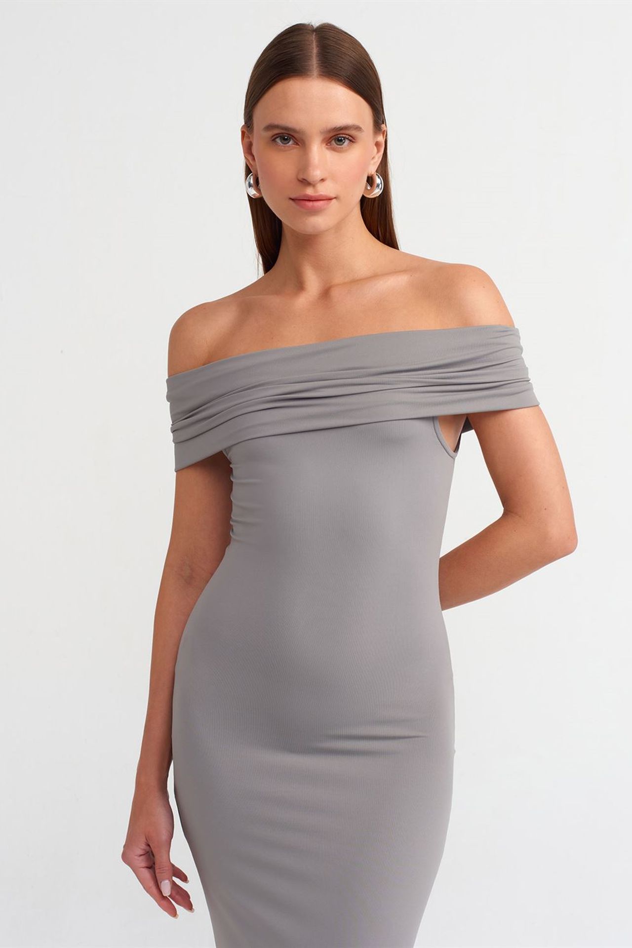 DILVIN Off-Shoulder Bodycon Midi Dress 3