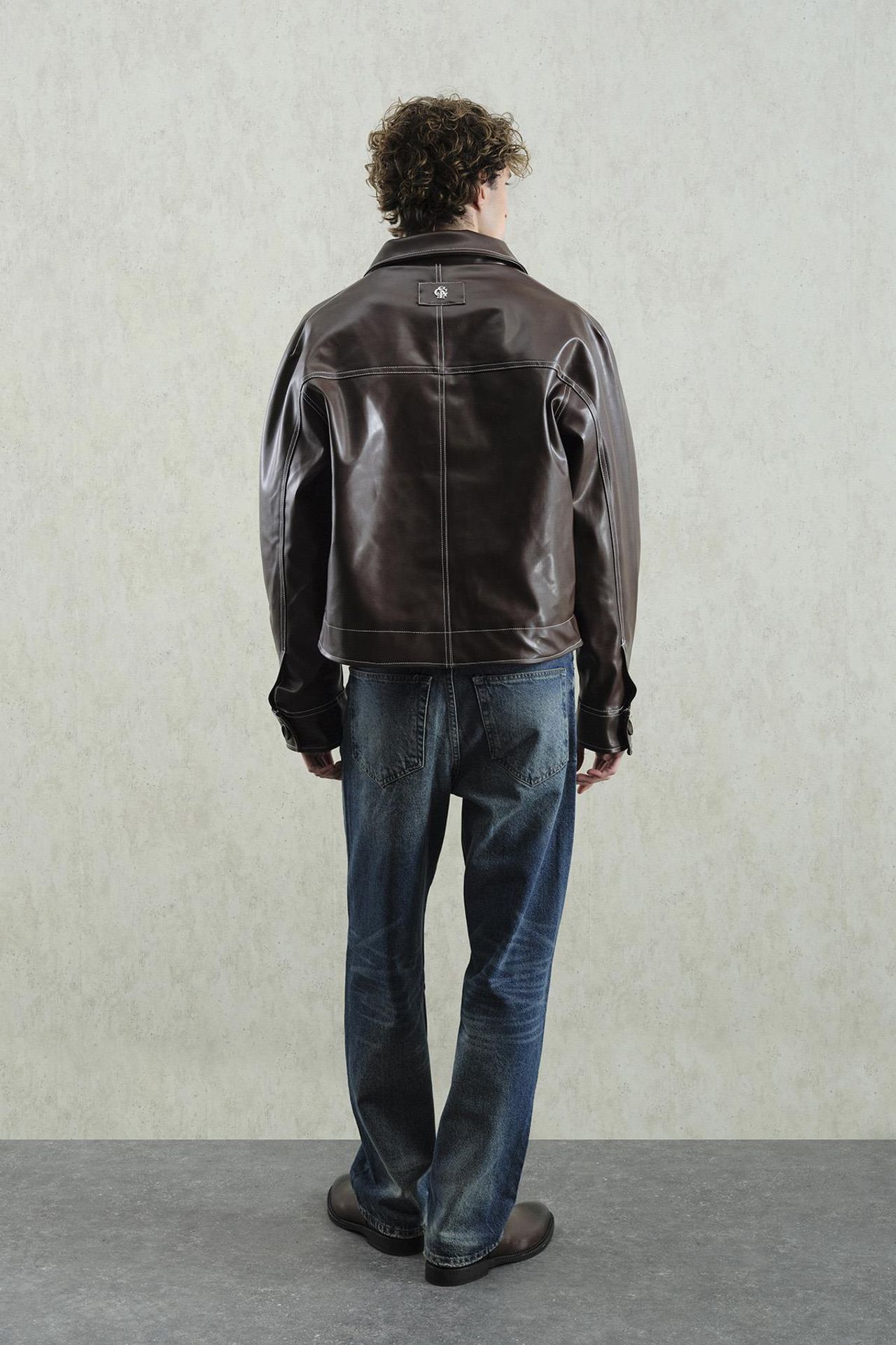 GIESTO Faux Leather Relaxed Fit Buttoned Jacket 3
