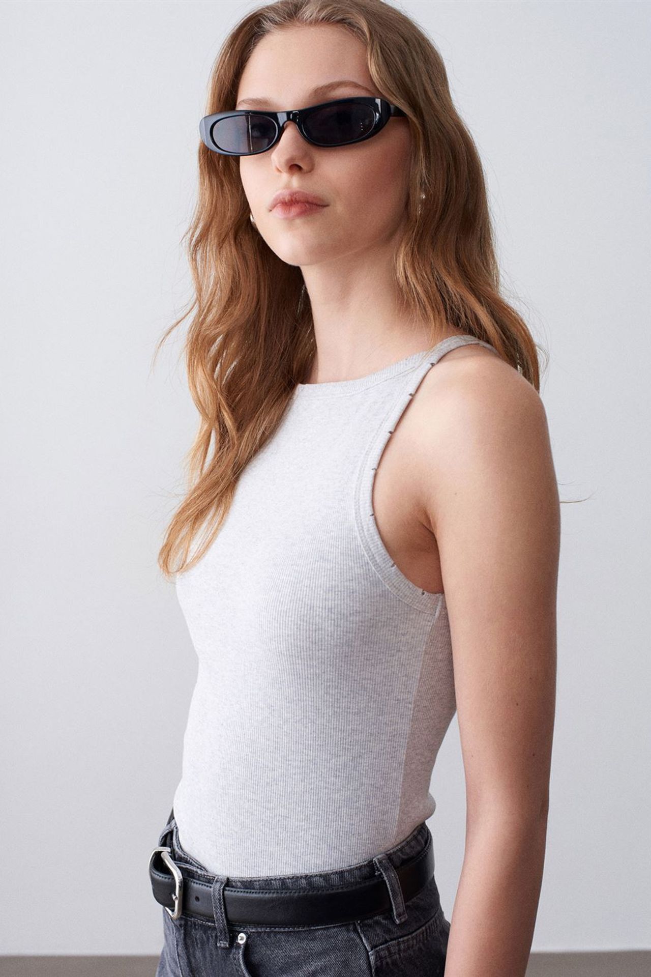 DILVIN Ribbed Cotton Halterneck Blouse 3