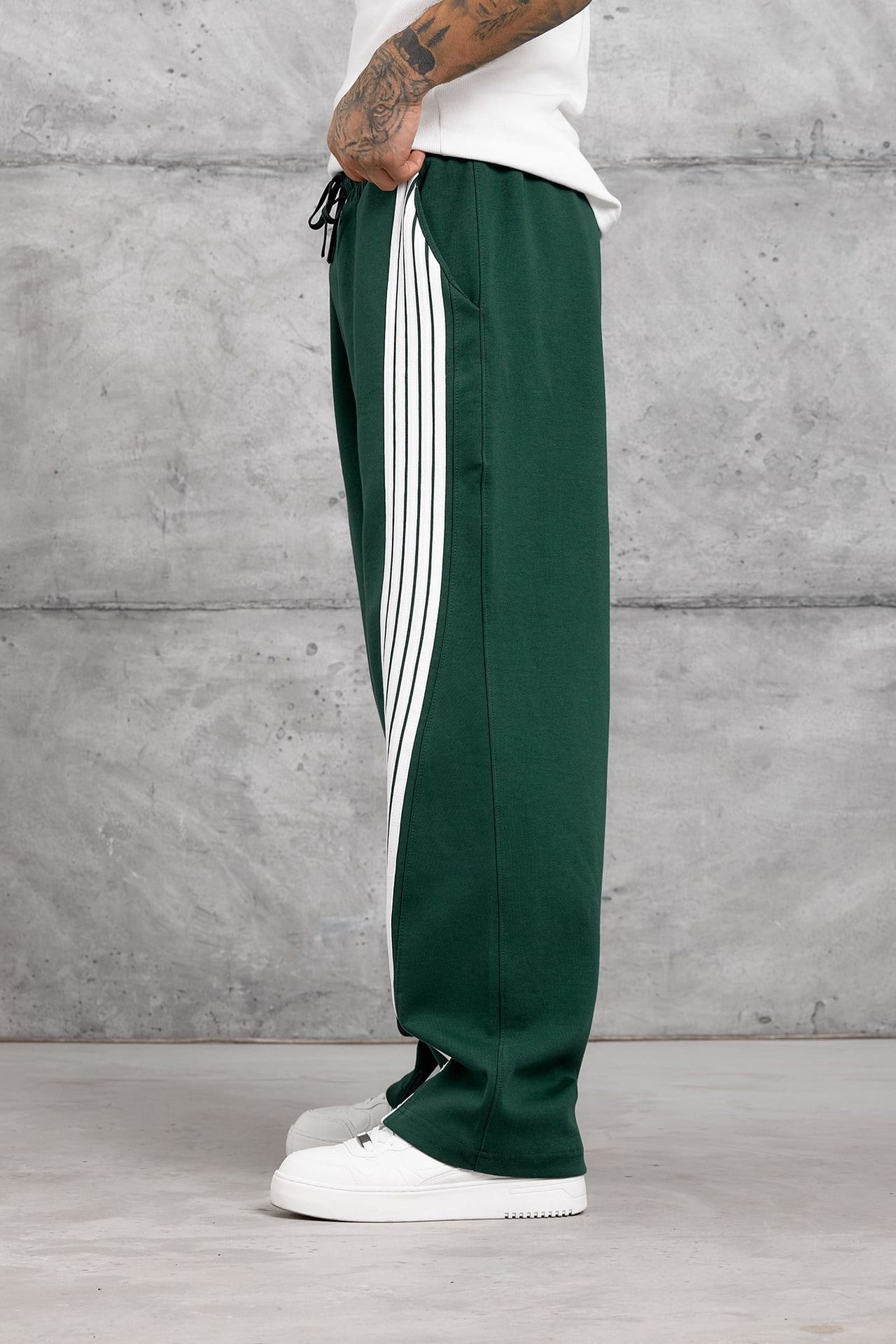 NOMARC Çizgili Geniş Paça Büzme İpli Jogger Pantolon 2