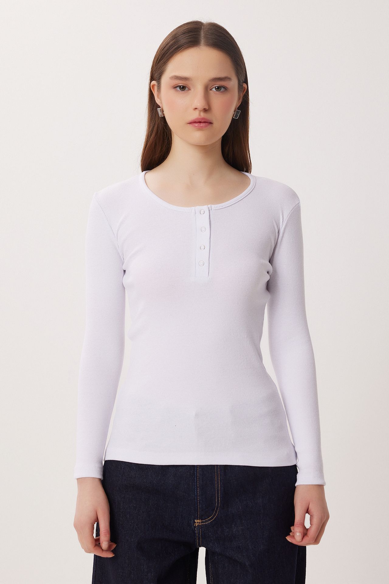 İSTANBUL Slim Fit U Yaka Uzun Kollu Bluz 3