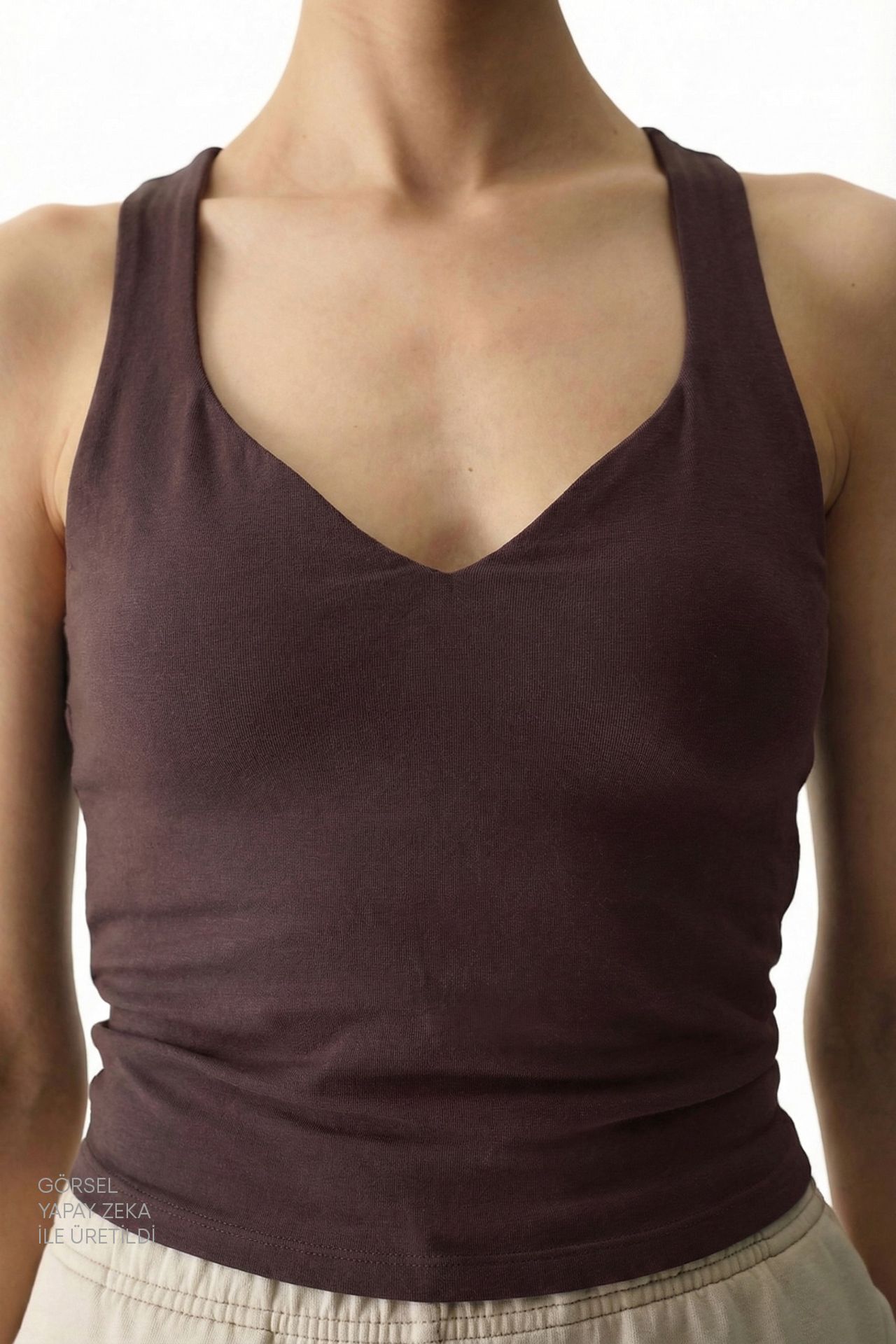 PENTI Ruched Back Heart Neck Top