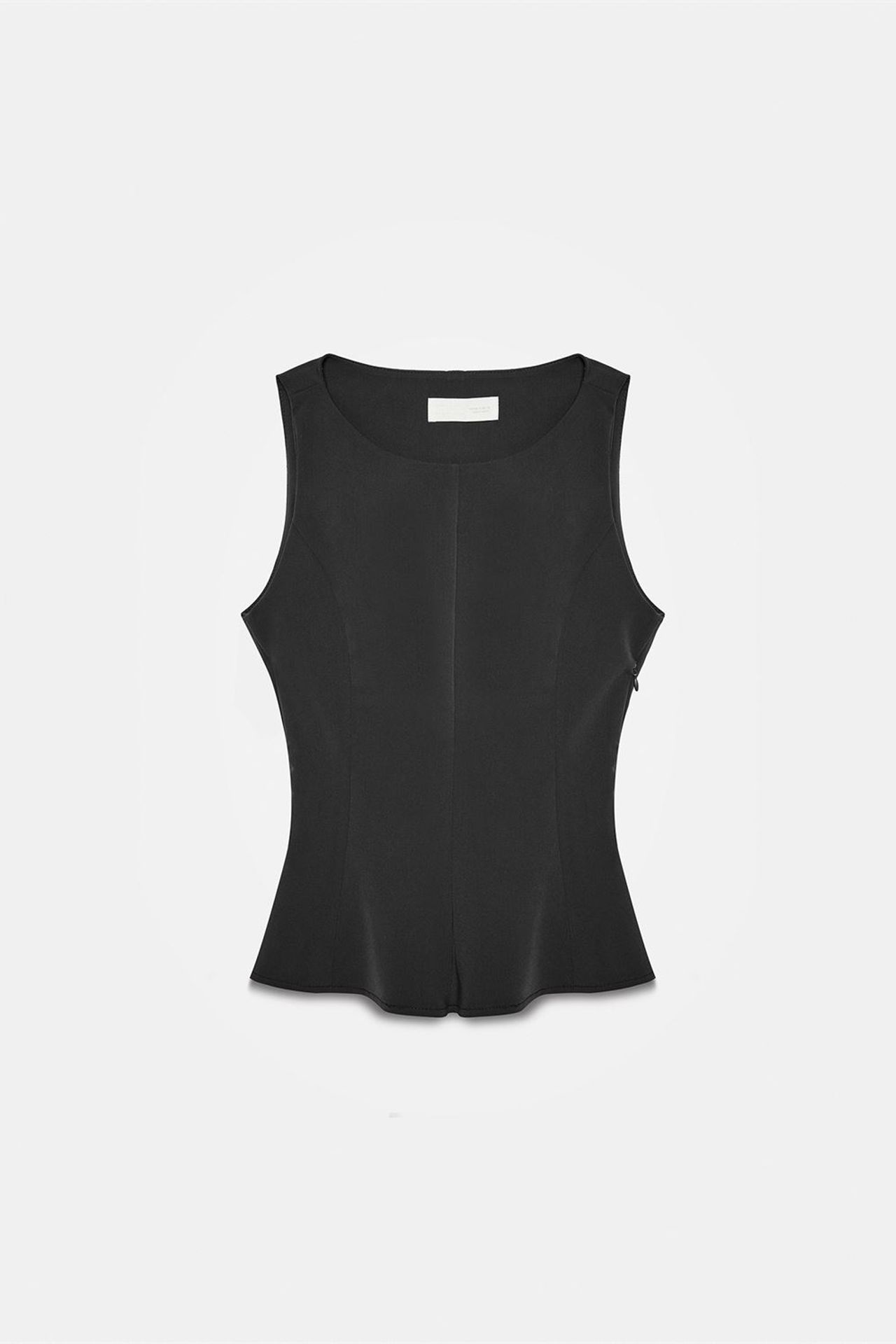 DILVIN Fitted Sleeveless Crepe Peplum Blouse 5