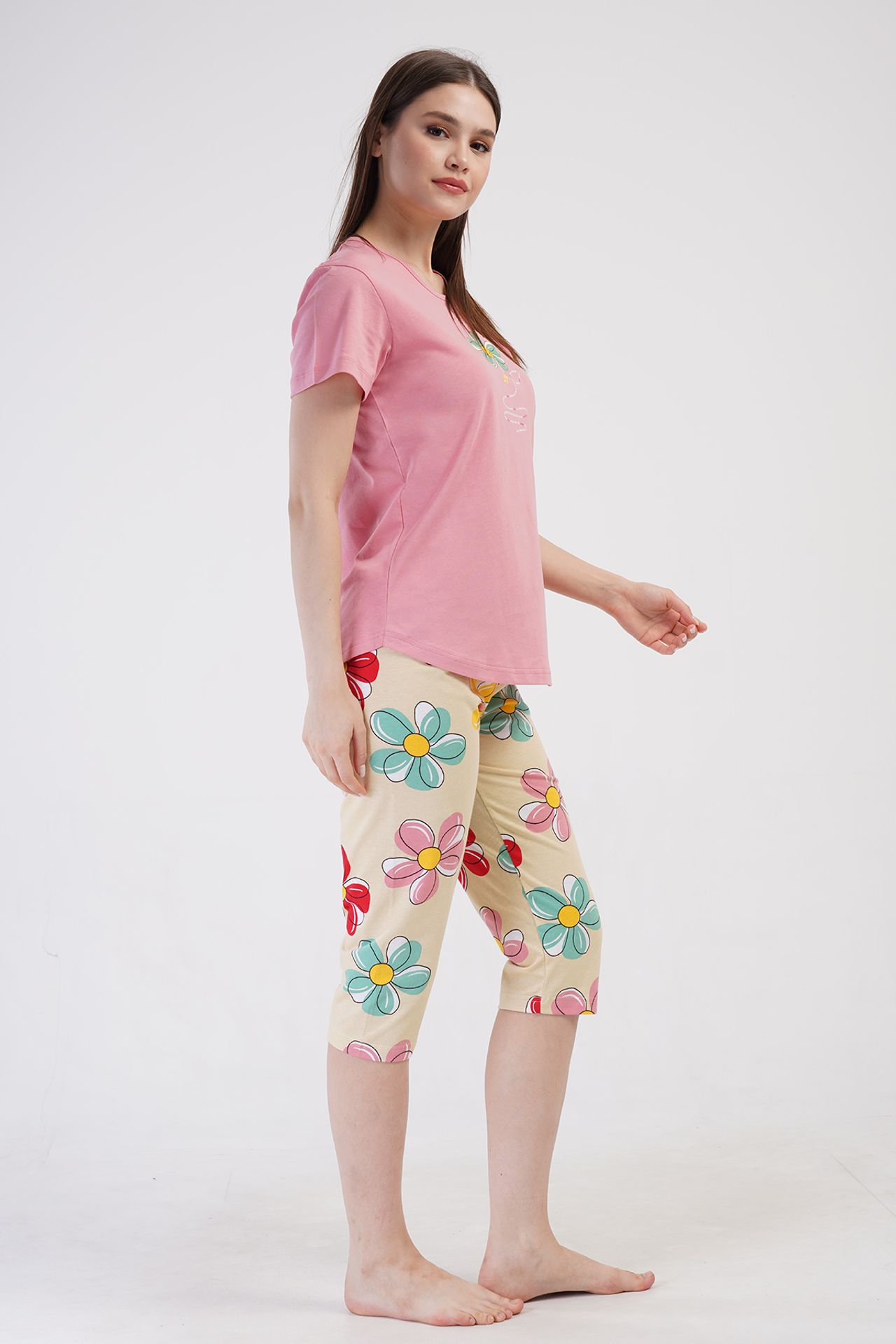 YAKE Bisiklet Yaka 2 Parçalı Pijama Takımı 4