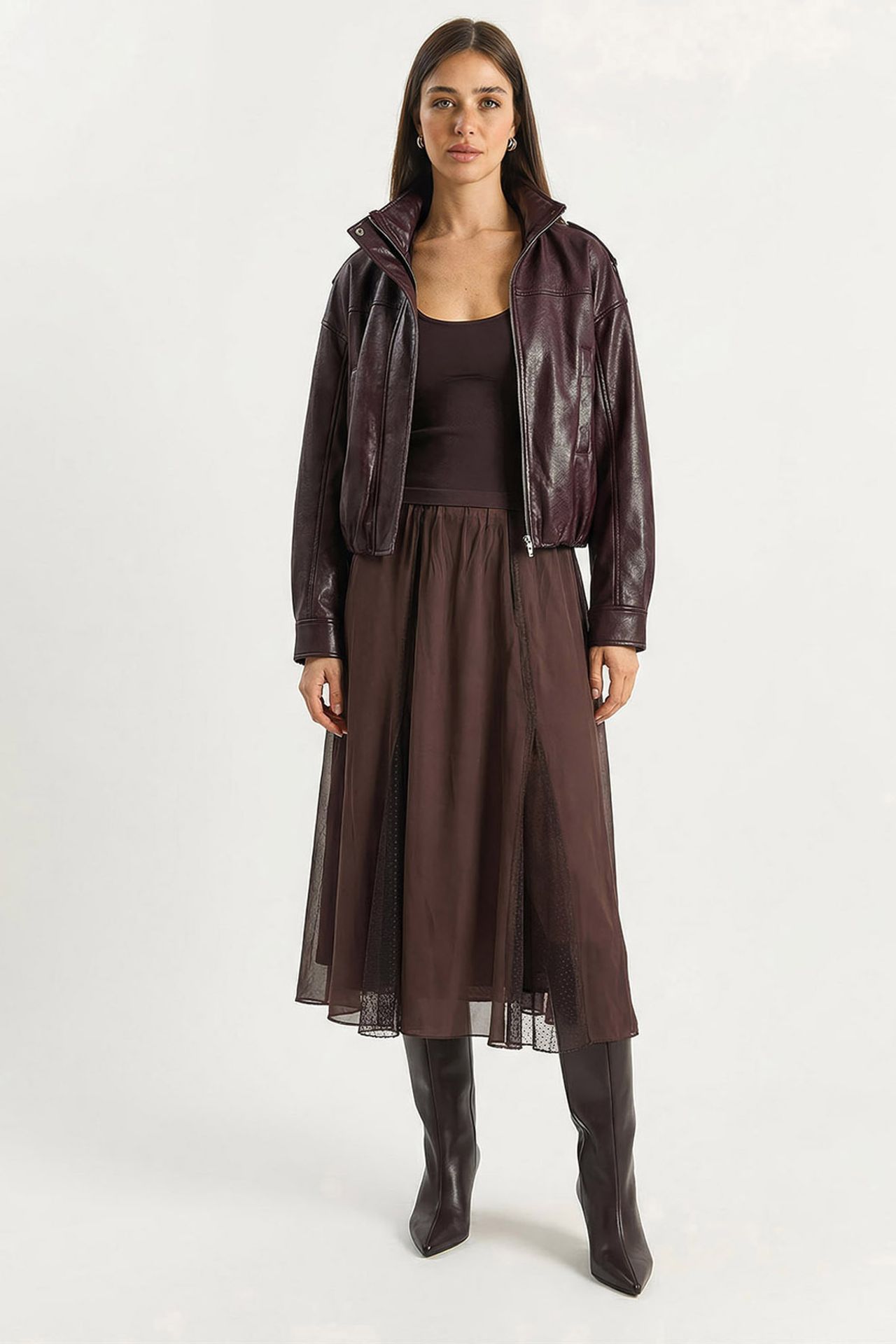LUCCI High-Waist A-Line Chiffon Maxi Skirt 2