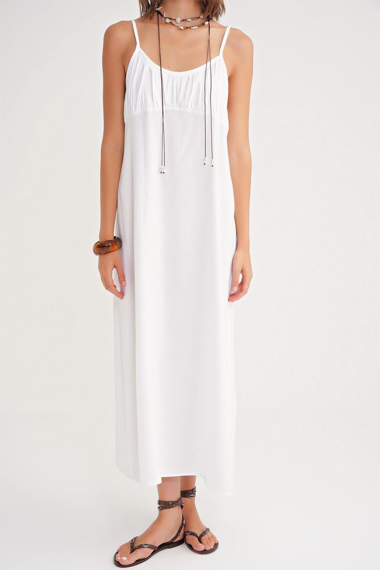 Mixray Strappy Maxi Dress with Gathered Detail 6