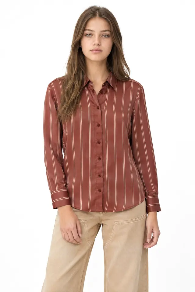 MIXRAY Women's Striped Shirt