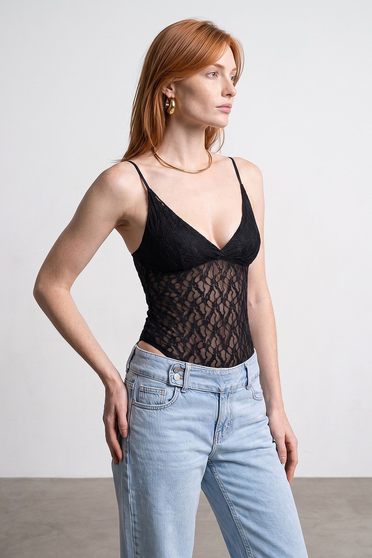 DILVIN Lace Sleeveless Bodysuit Blouse 3