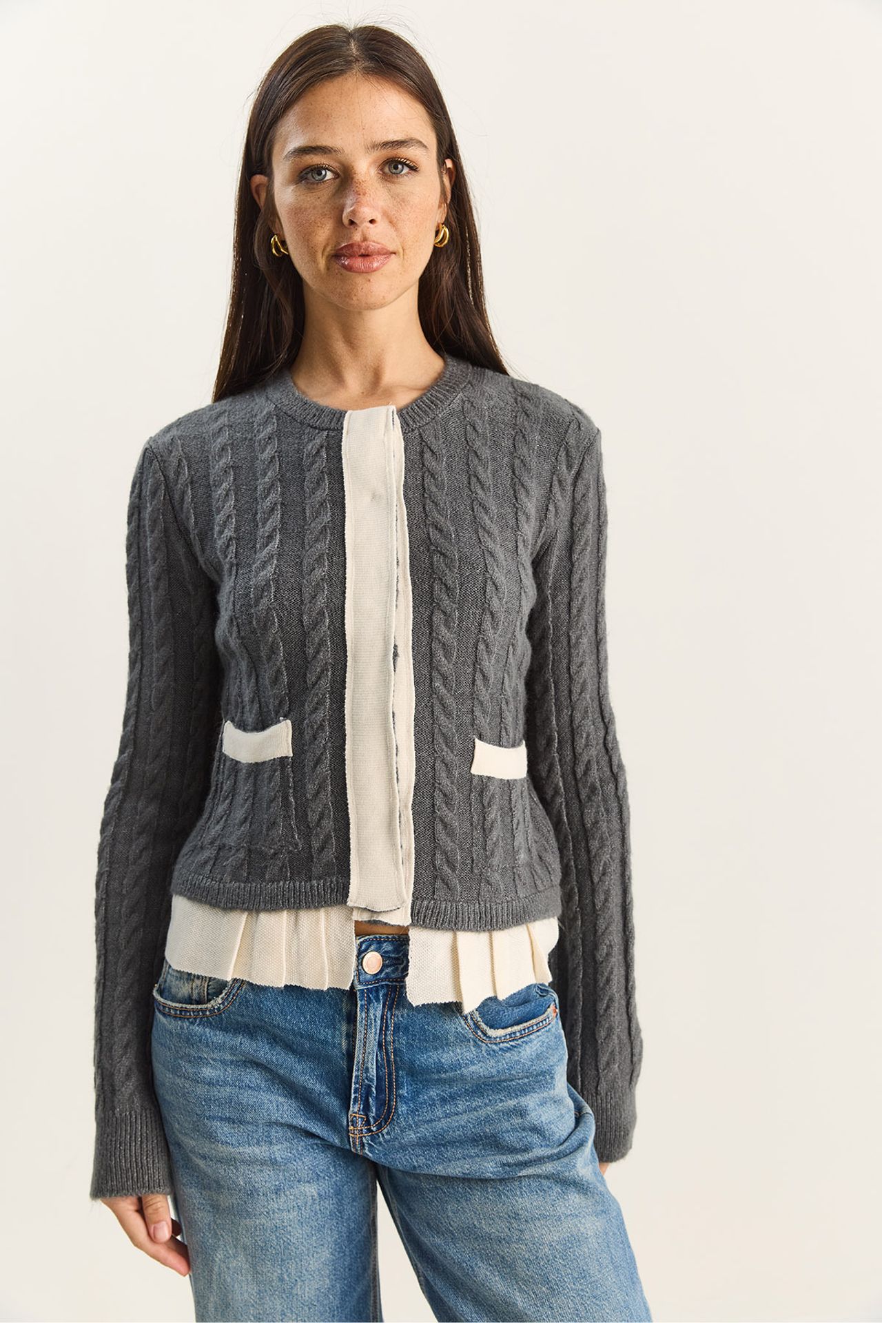 LUCCI Hair Beard Patterned Knit Cardigan 2
