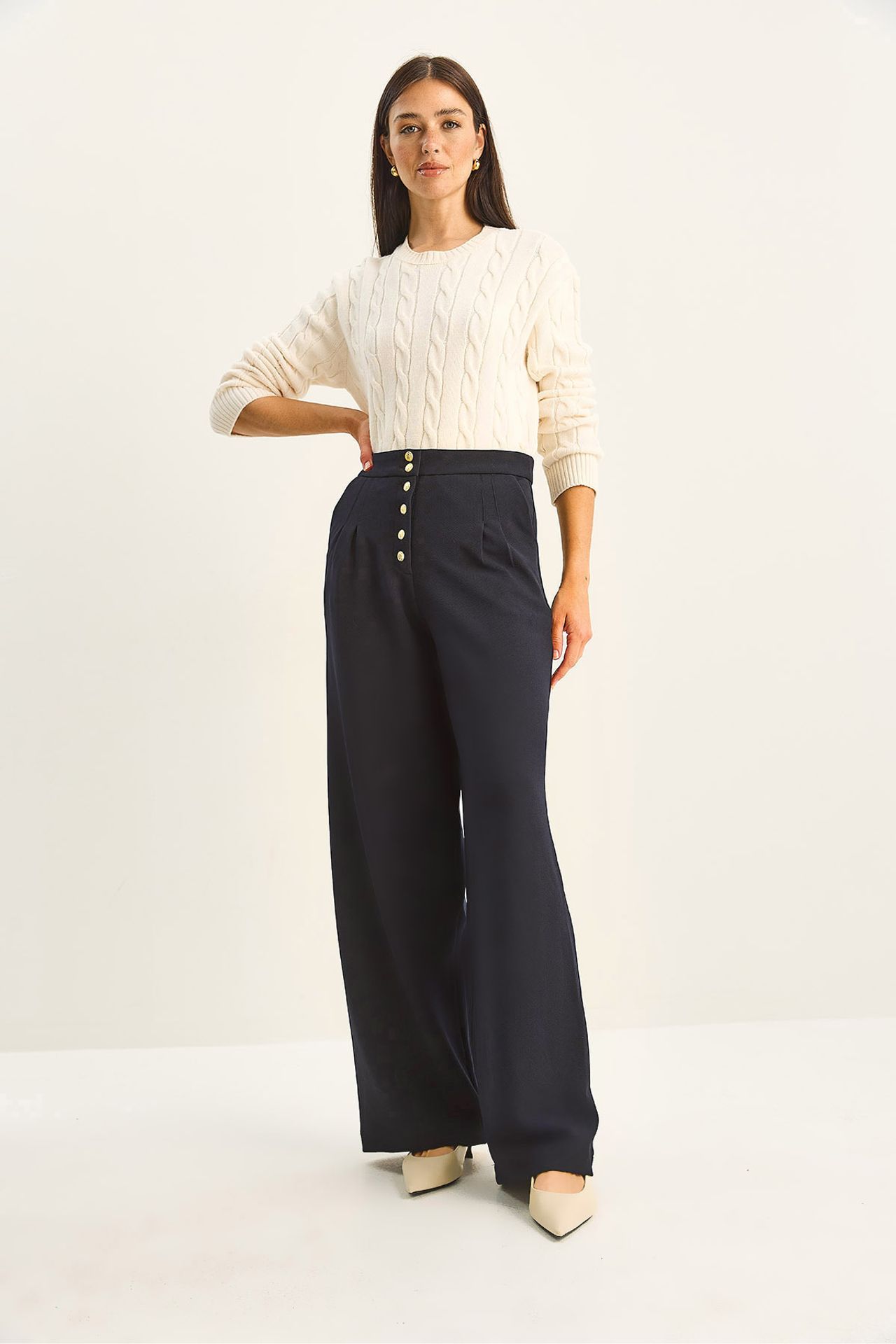 LUCCI High Waist Wide Leg Palazzo Pants 5