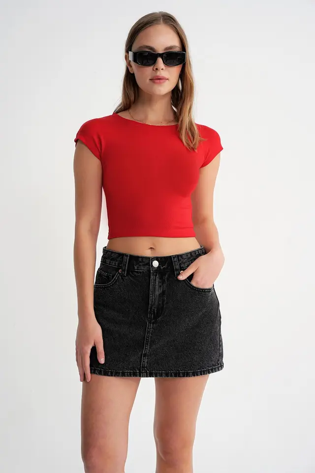 MIXRAY Slim Fit Crop T-Shirt