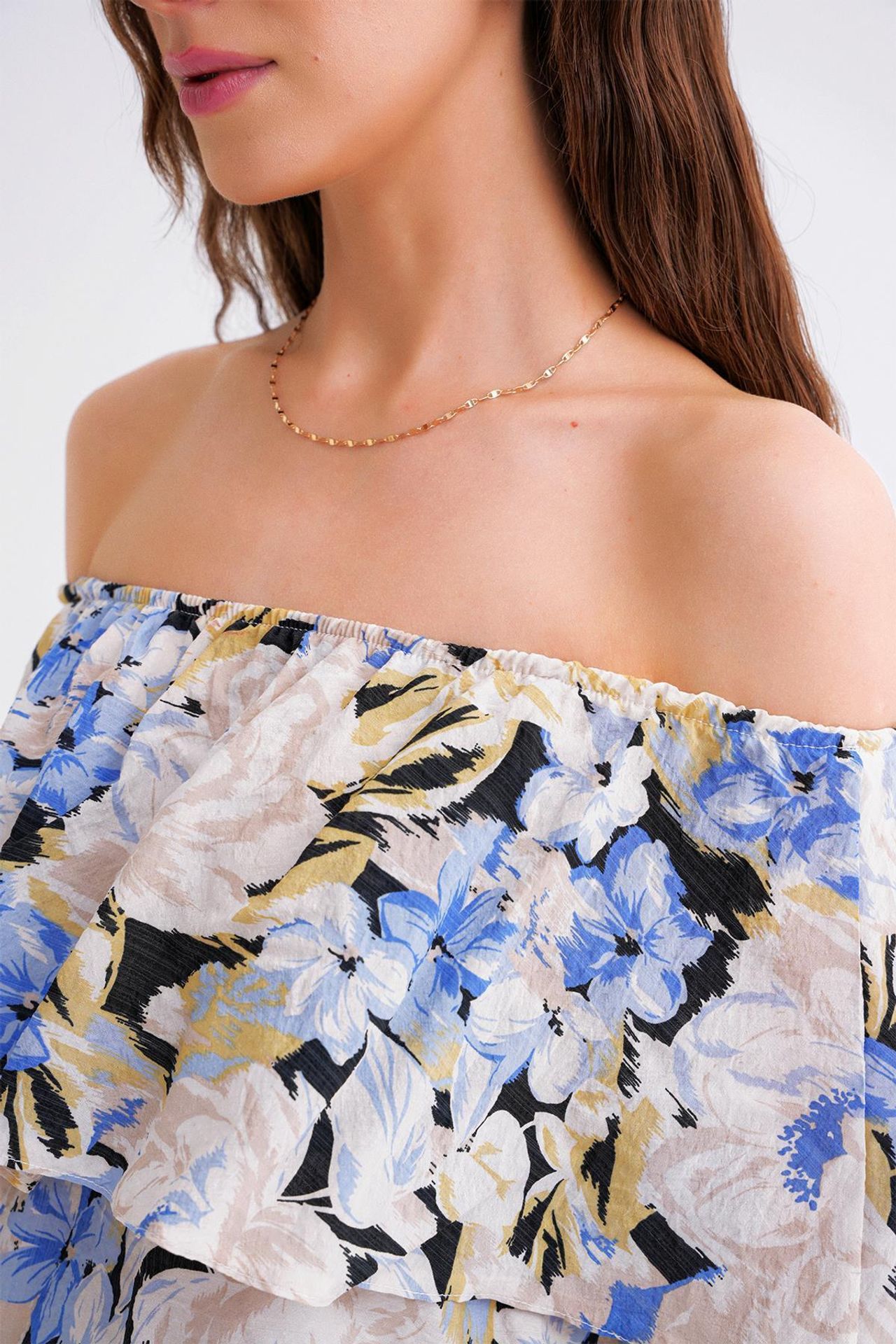Mixray Floral Print Off Shoulder Blouse 4