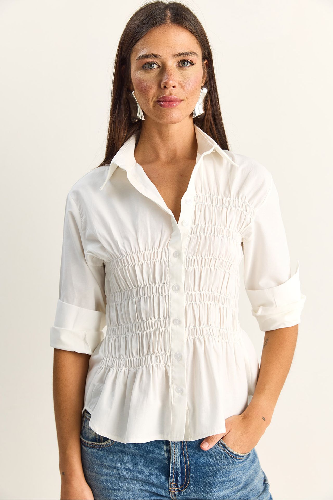 LUCCI Women's Regular-Fit Cotton-Blend Poplin Shirt 2