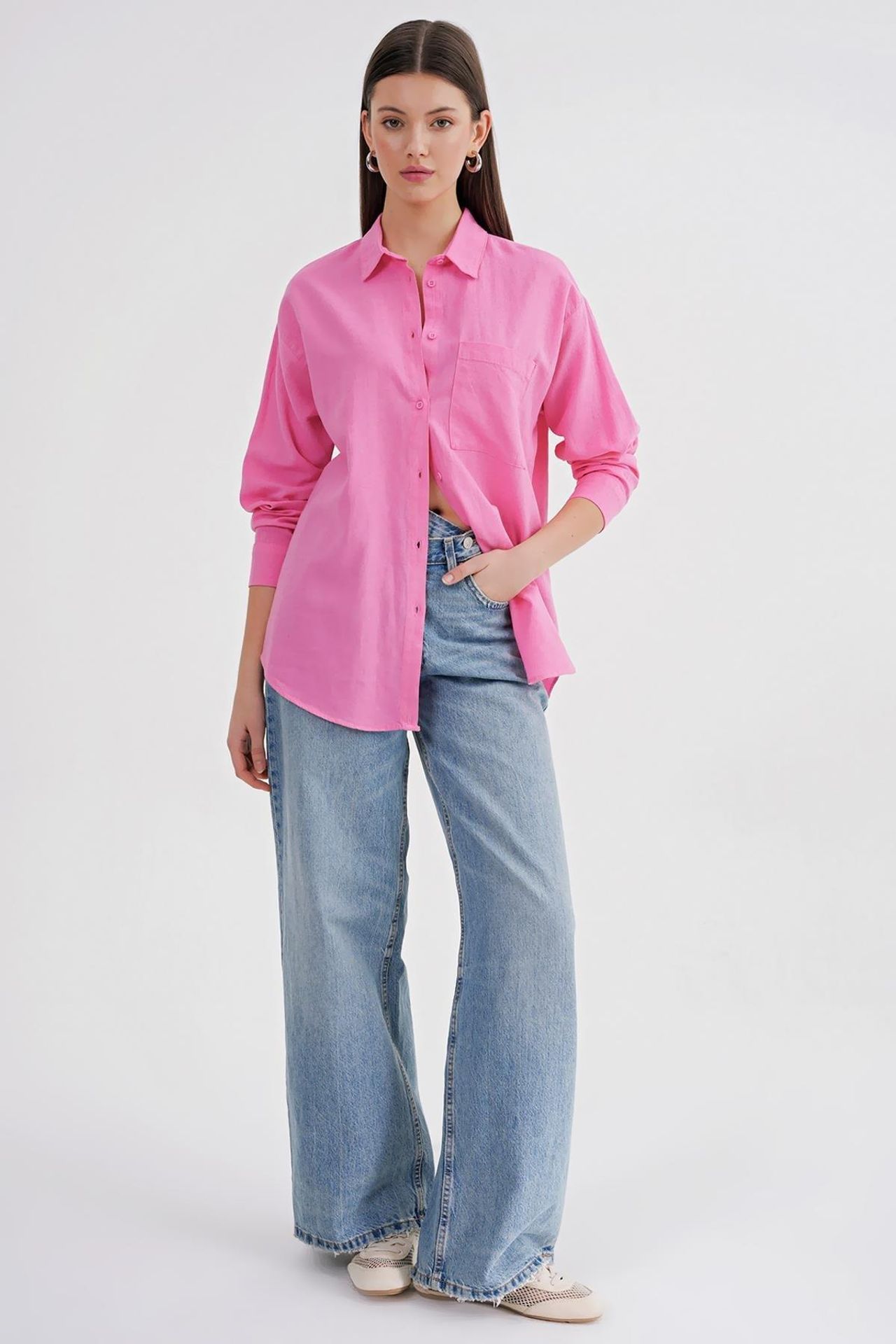 Mixray Oversize Linen Blend Shirt 2