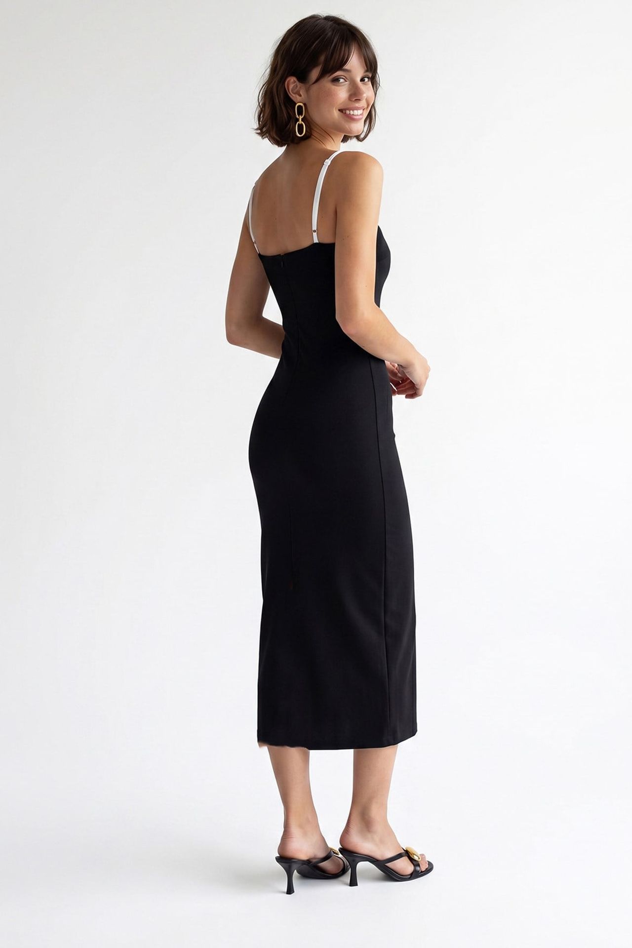 MIXRAY Sleeveless Bodycon Midi Dress With Slit 5