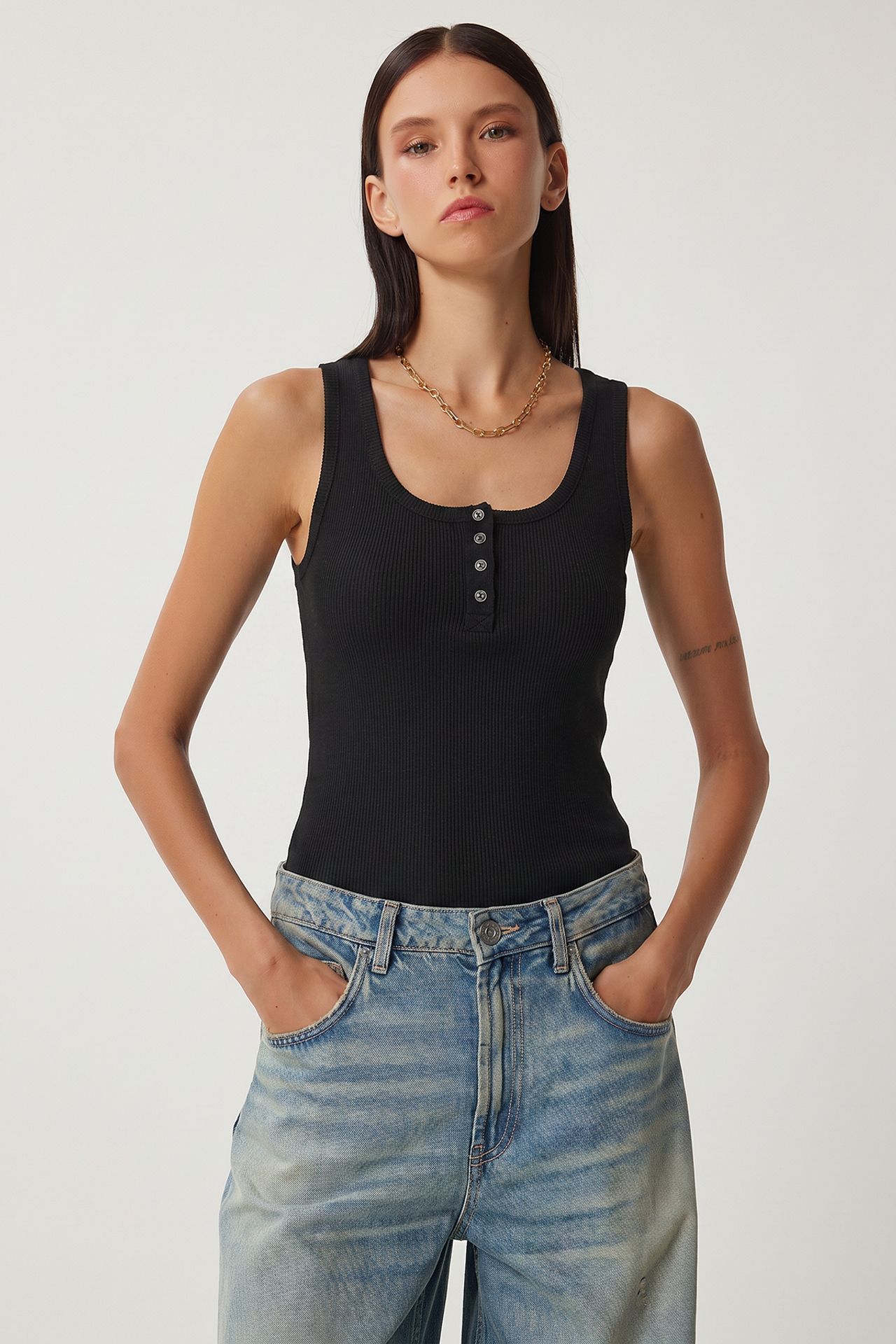 ISTANBUL Fitted Cotton-Blend Button Cami Top 4