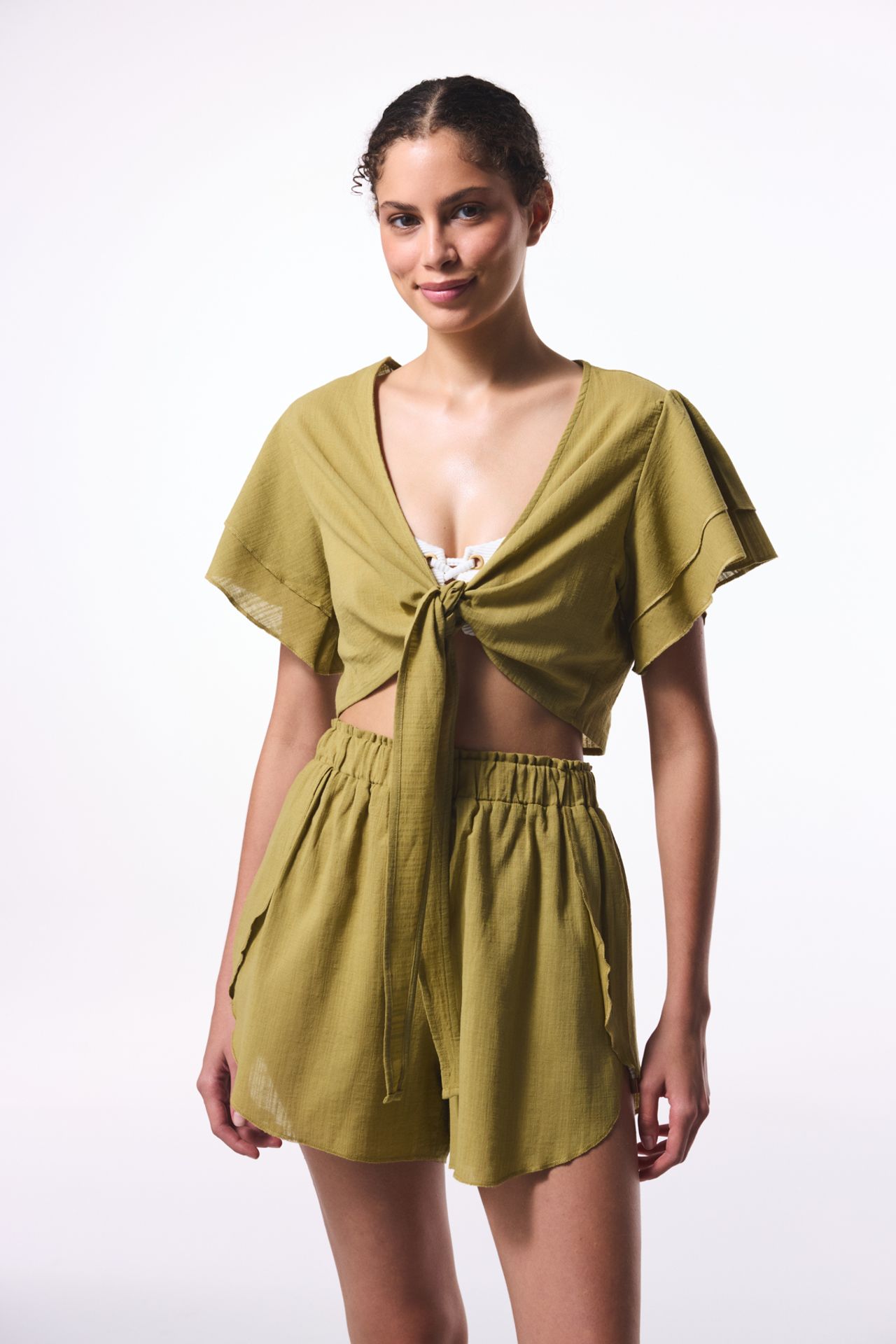 PENTI Peek Tie-Detail Crop Top