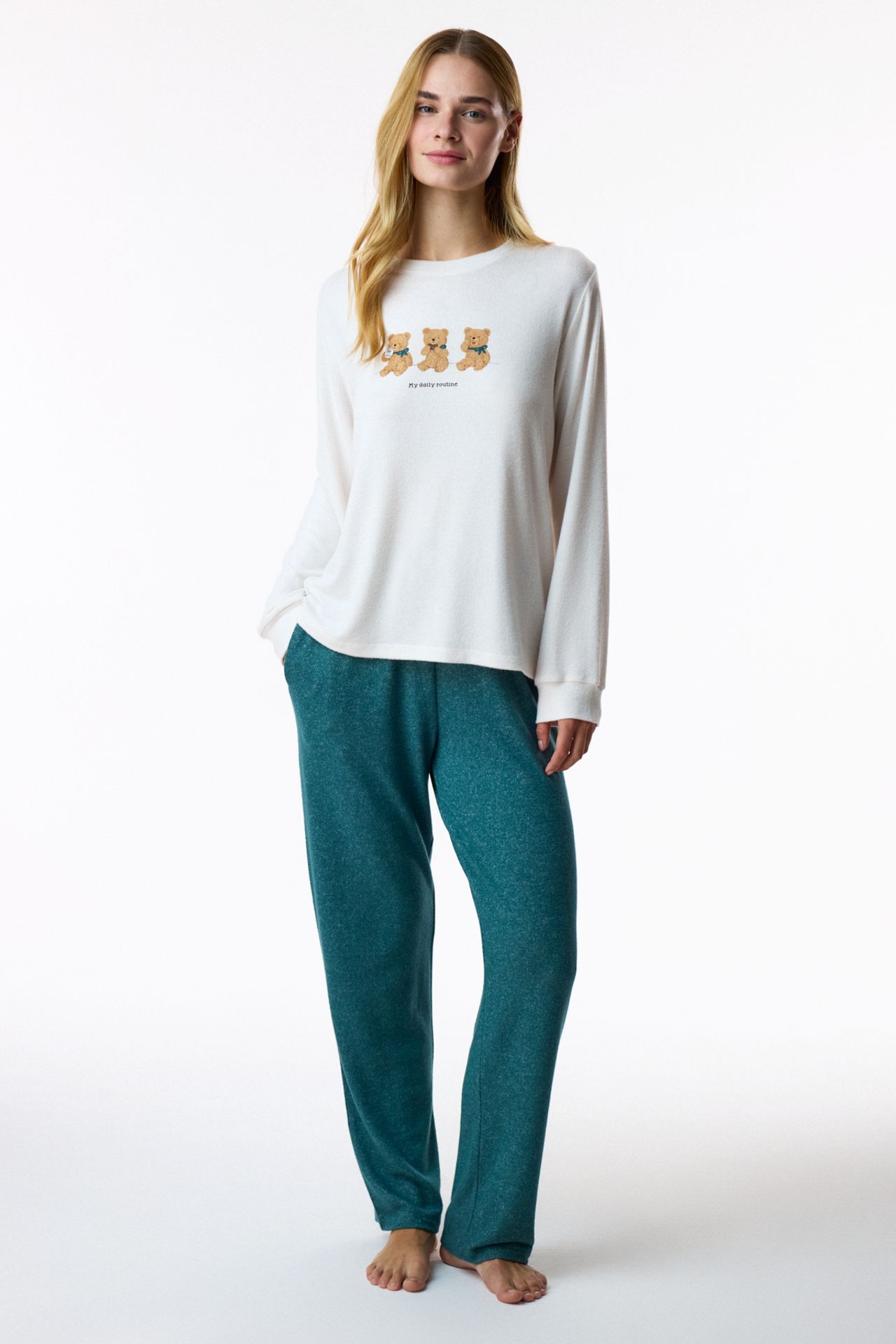 PENTI Daily Routine Bear Print Long Sleeve Pyjama Top 2