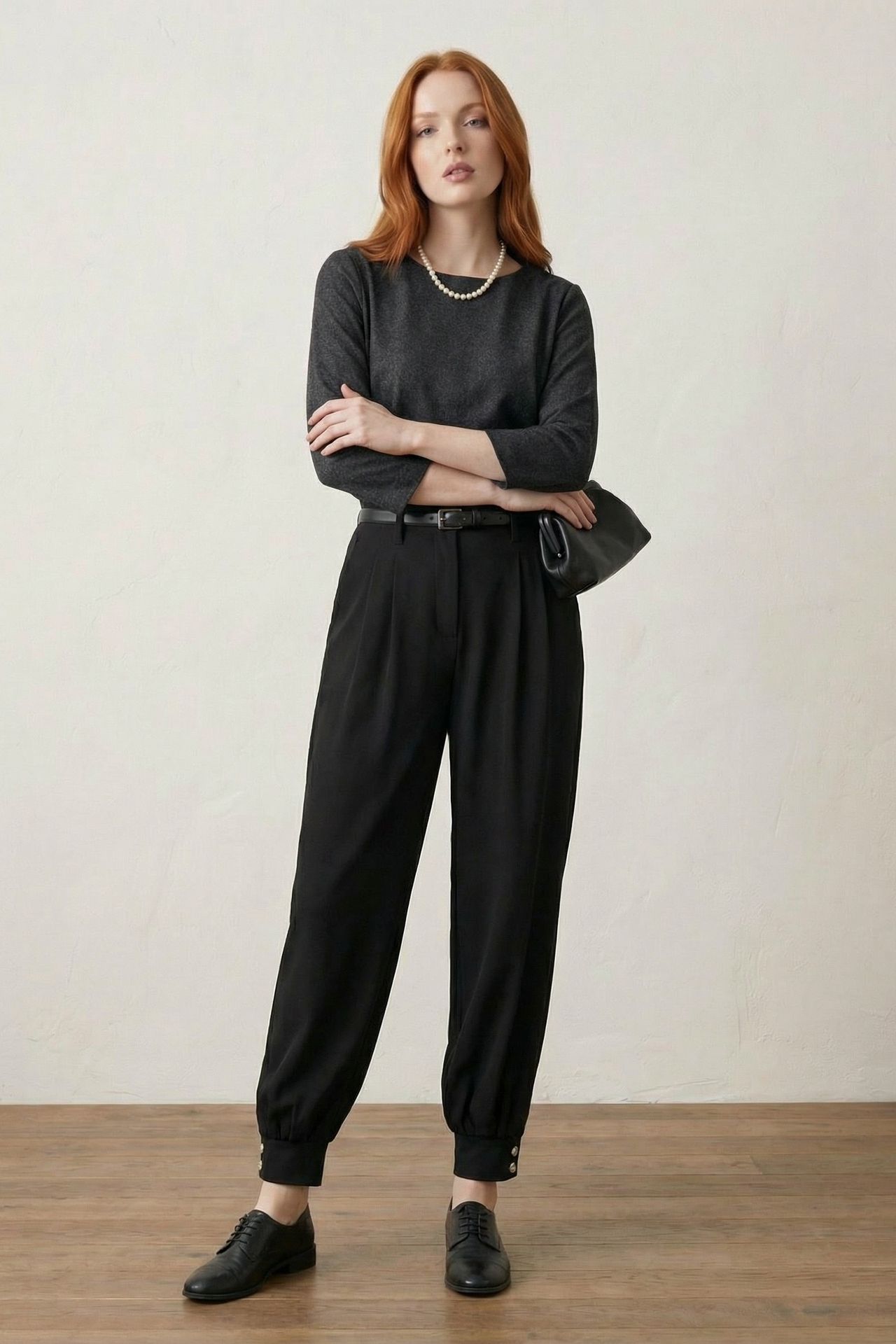 MY FASHION Belted Buttoned Leg Tailored Trousers 2