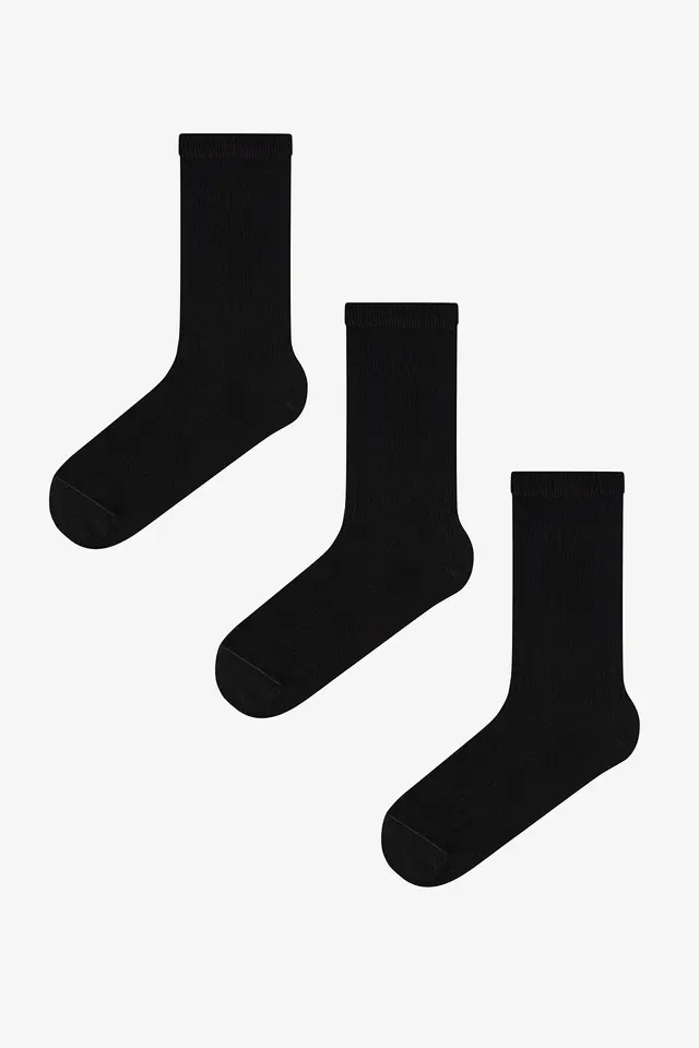 PENTI Double Cotton Ribbed Crew Socks
