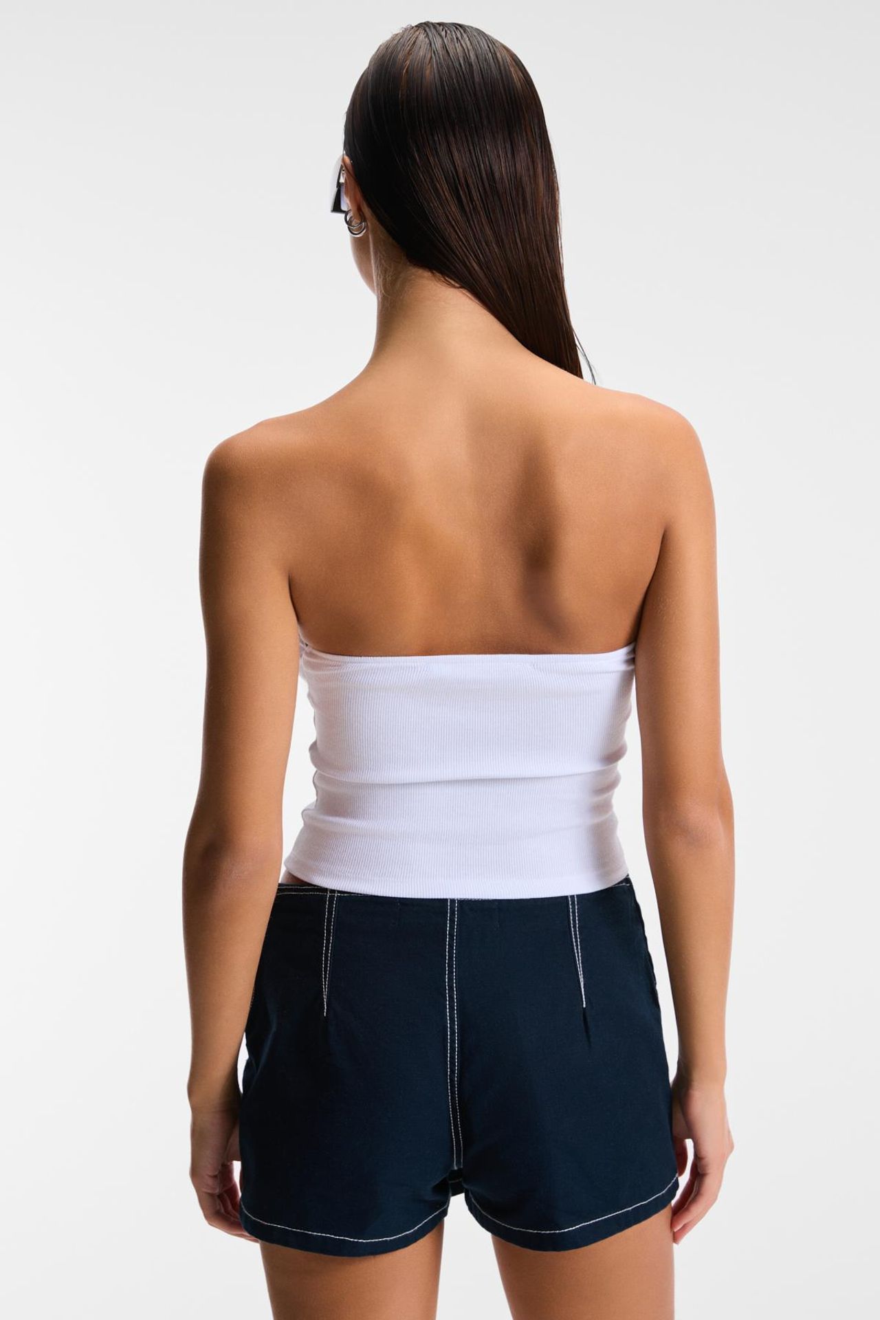 ETHIQUET Ribbed Strapless Bow Crop Top 6