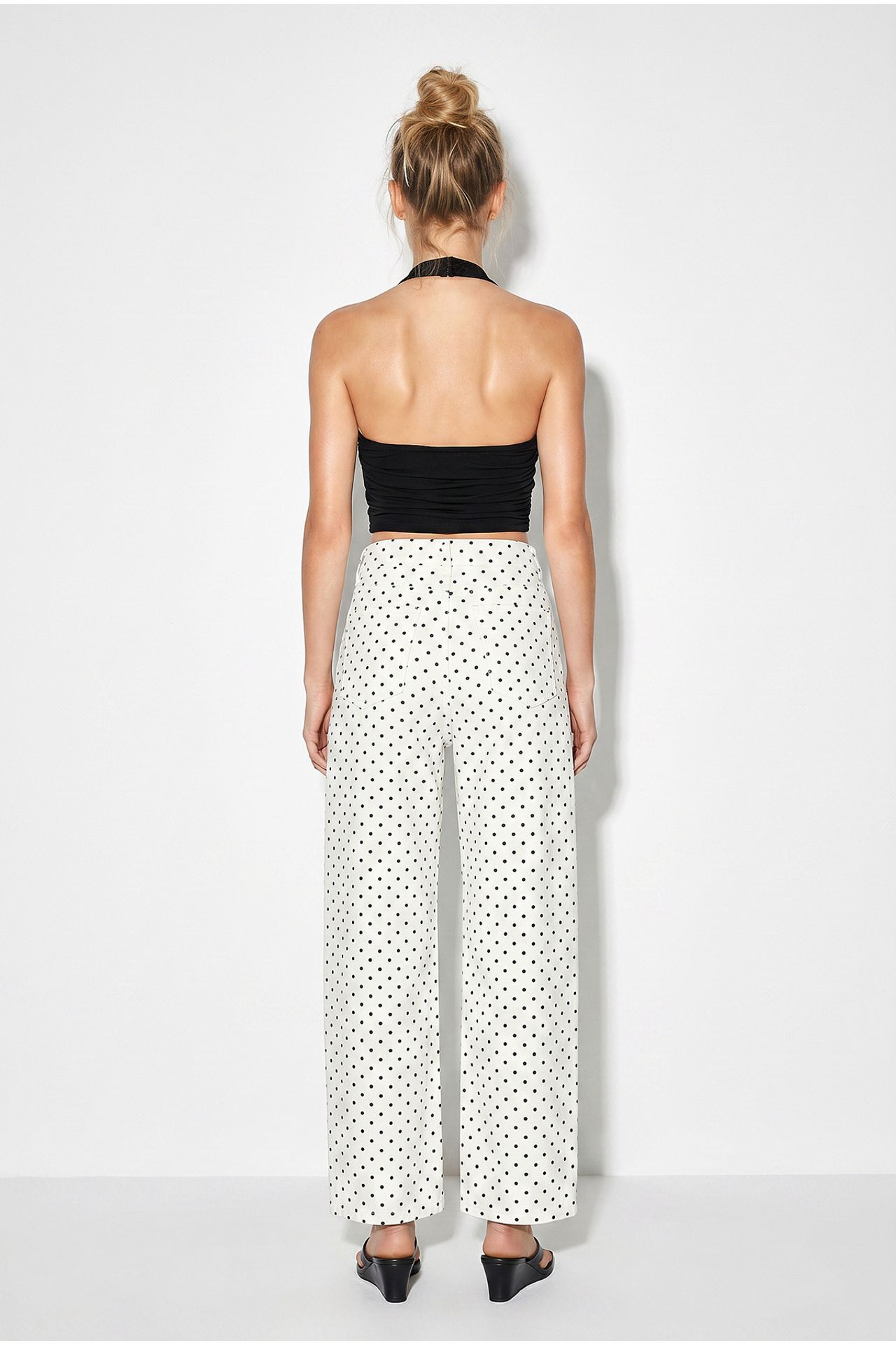LUCCI High-Waist Straight Leg Polka Dot Jeans 5