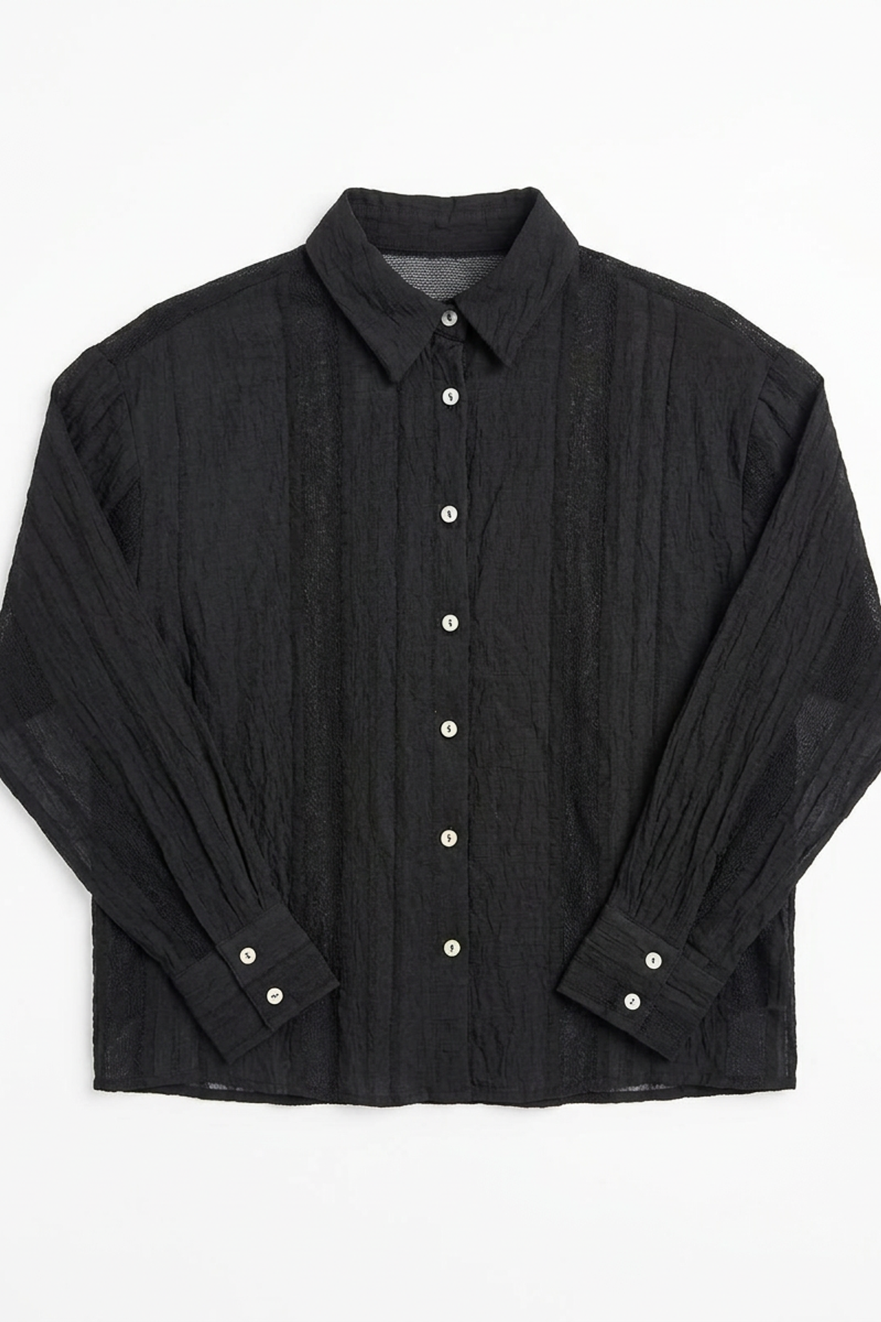 MY FASHION Textured Woven Long Sleeve Button-Up Shirt 4