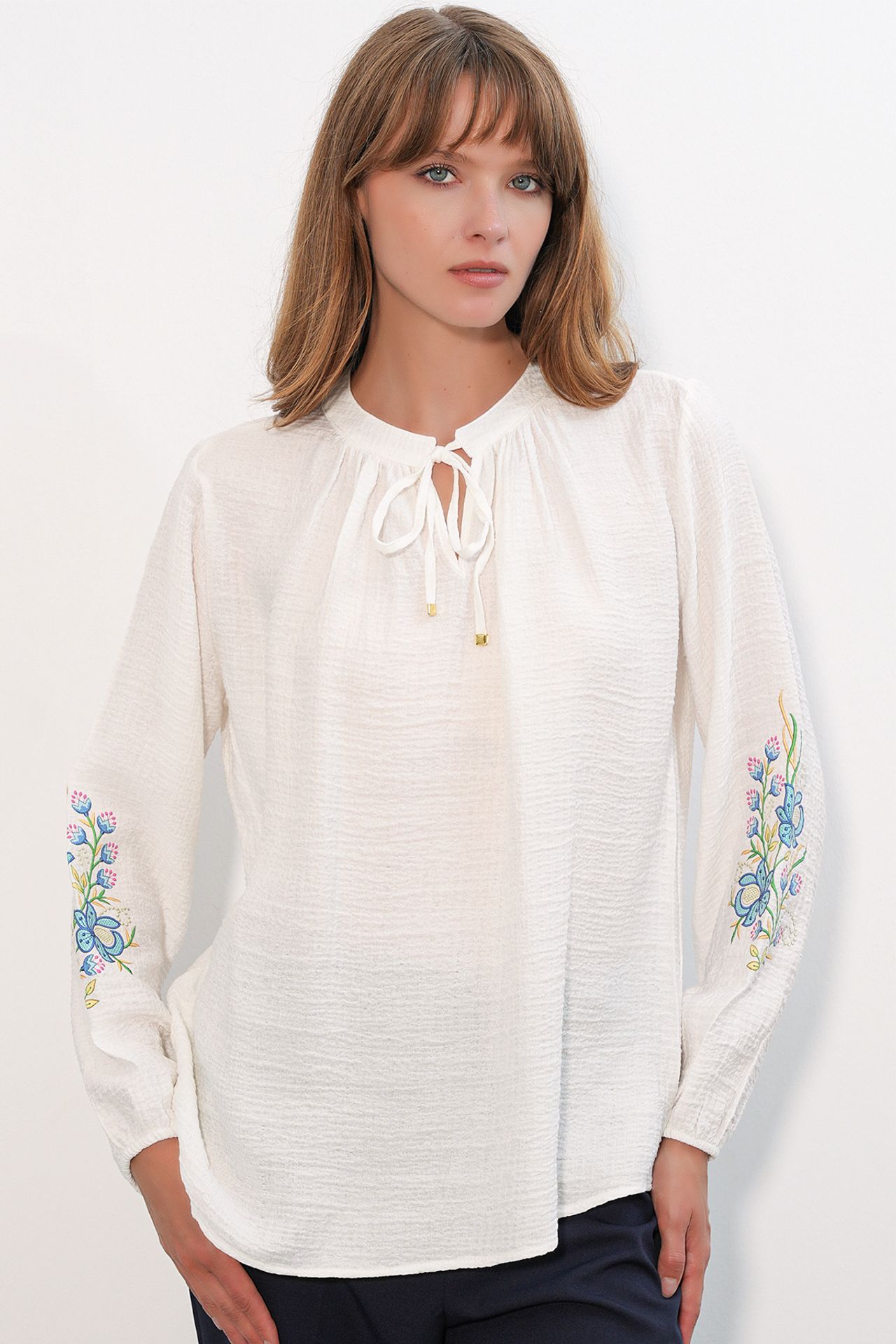 BDART Embroidered Oversized Crepe Blouse 1