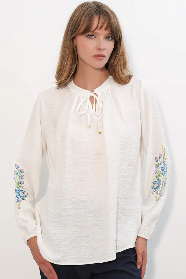 BDART Embroidered Oversized Crepe Blouse