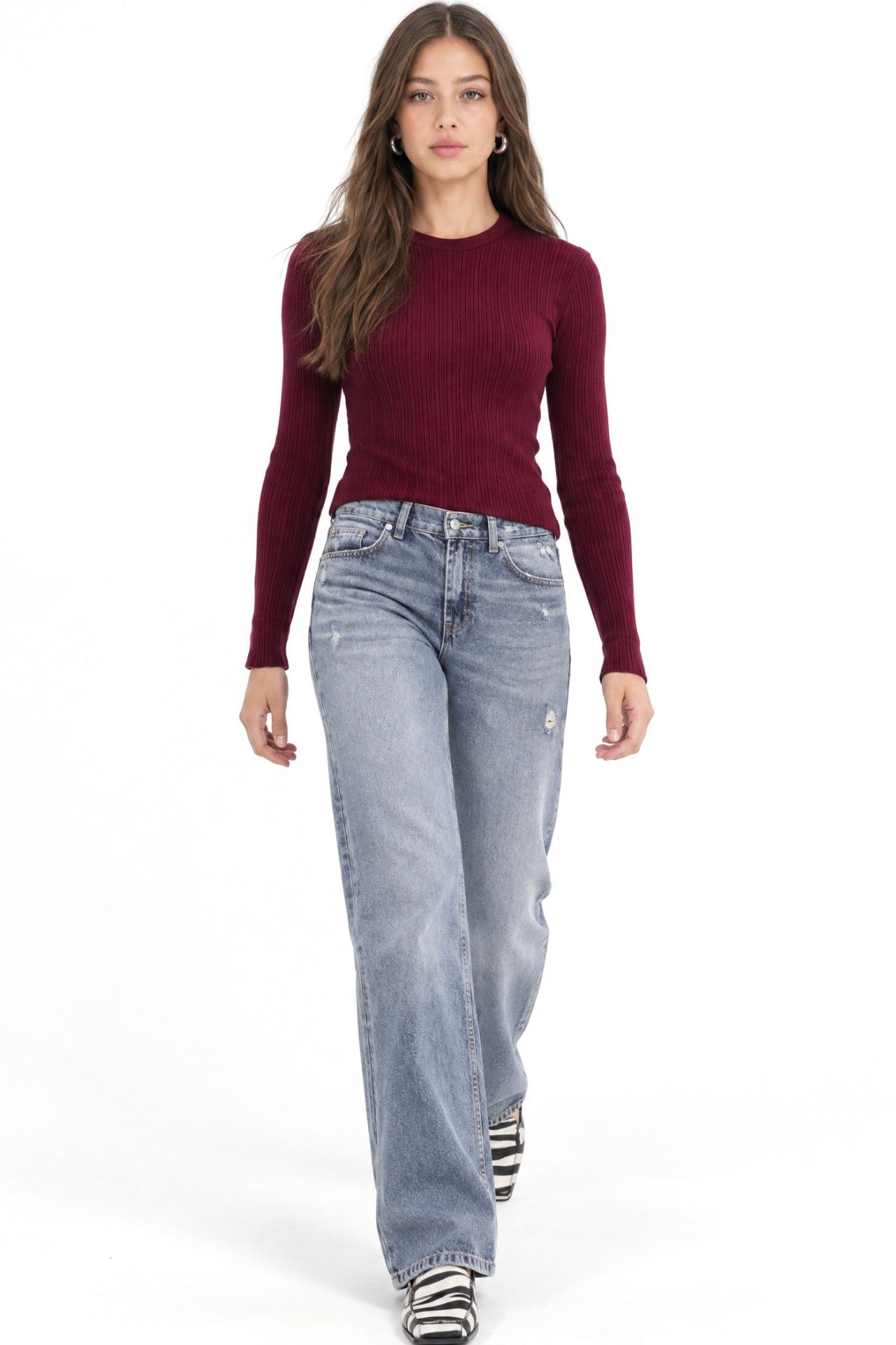 Mixray Soft Textured Ribbed Fitted Top 1