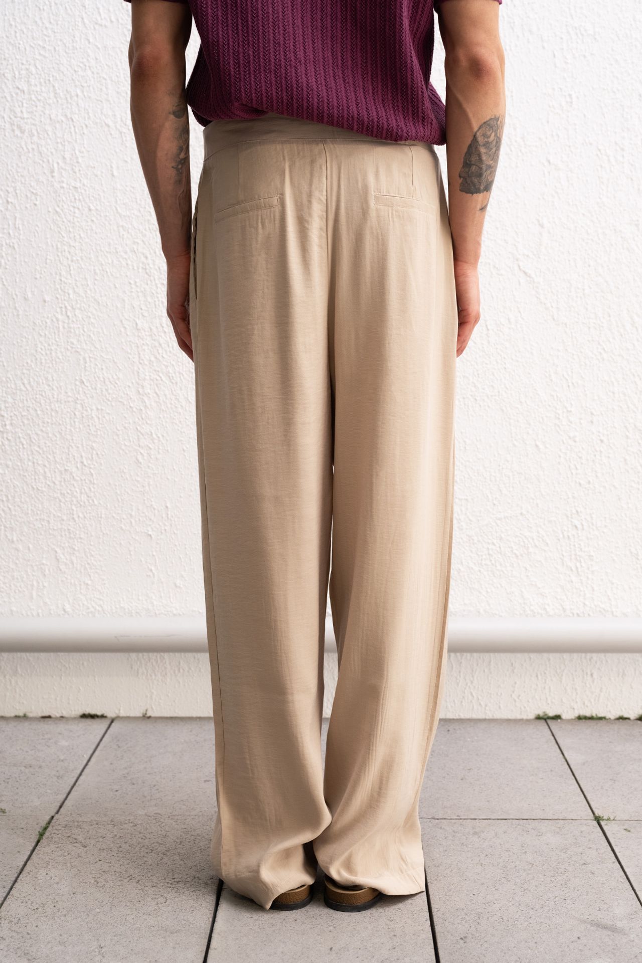 GIESTO Men's high-waist wide-leg knit pants 2