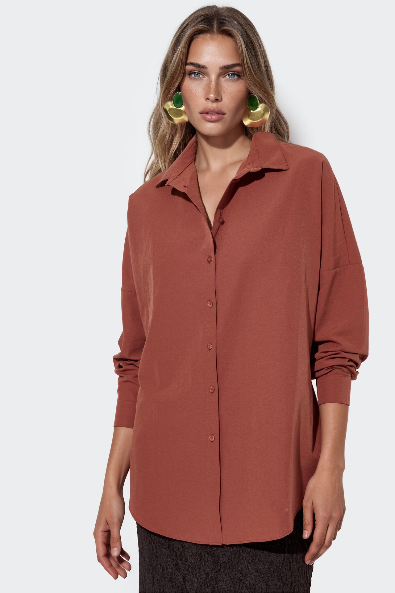 BDART Oversized Patterned Poplin Shirt With Button Closure 1