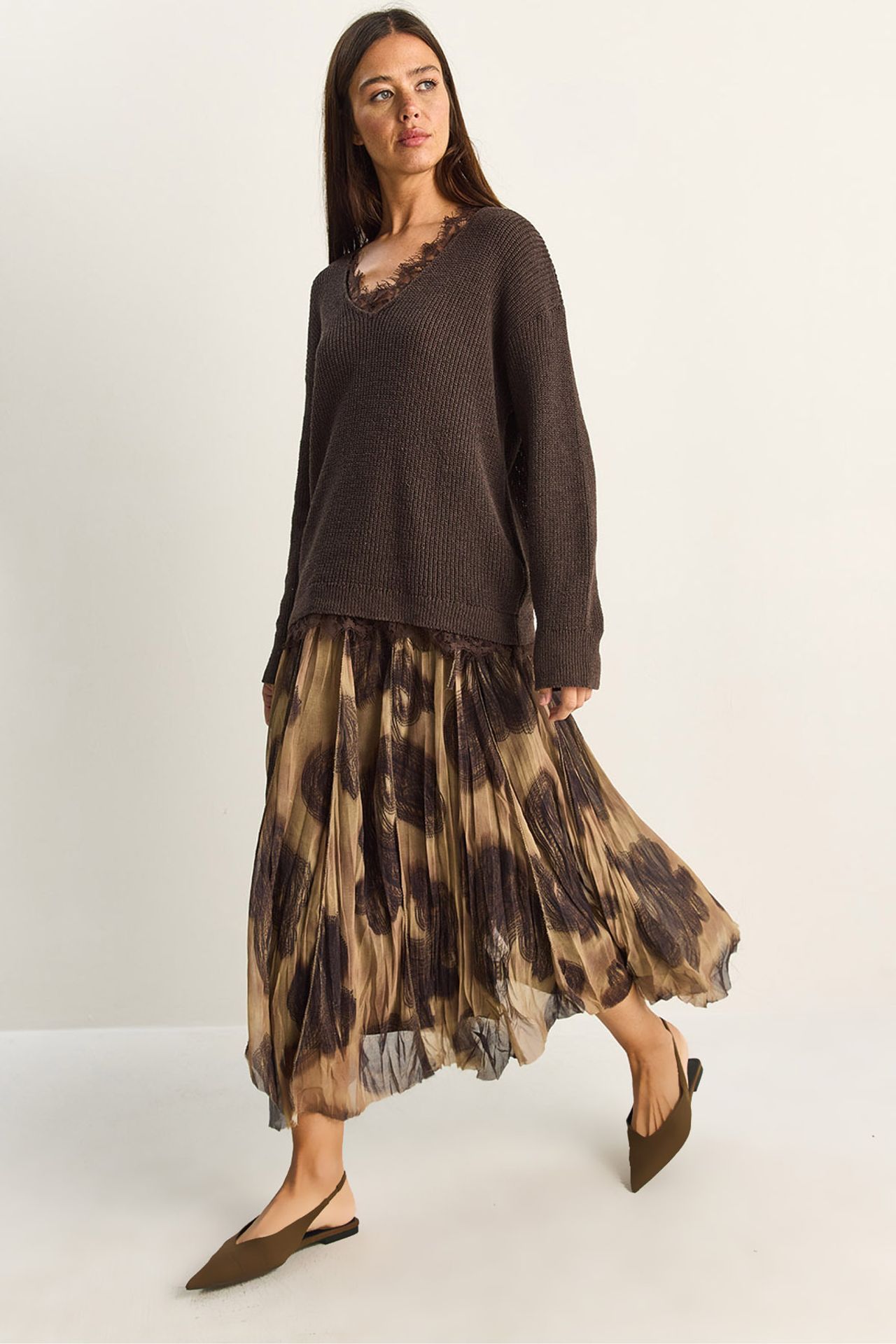 LUCCI High Waist Long Ethnic Print Skirt 1