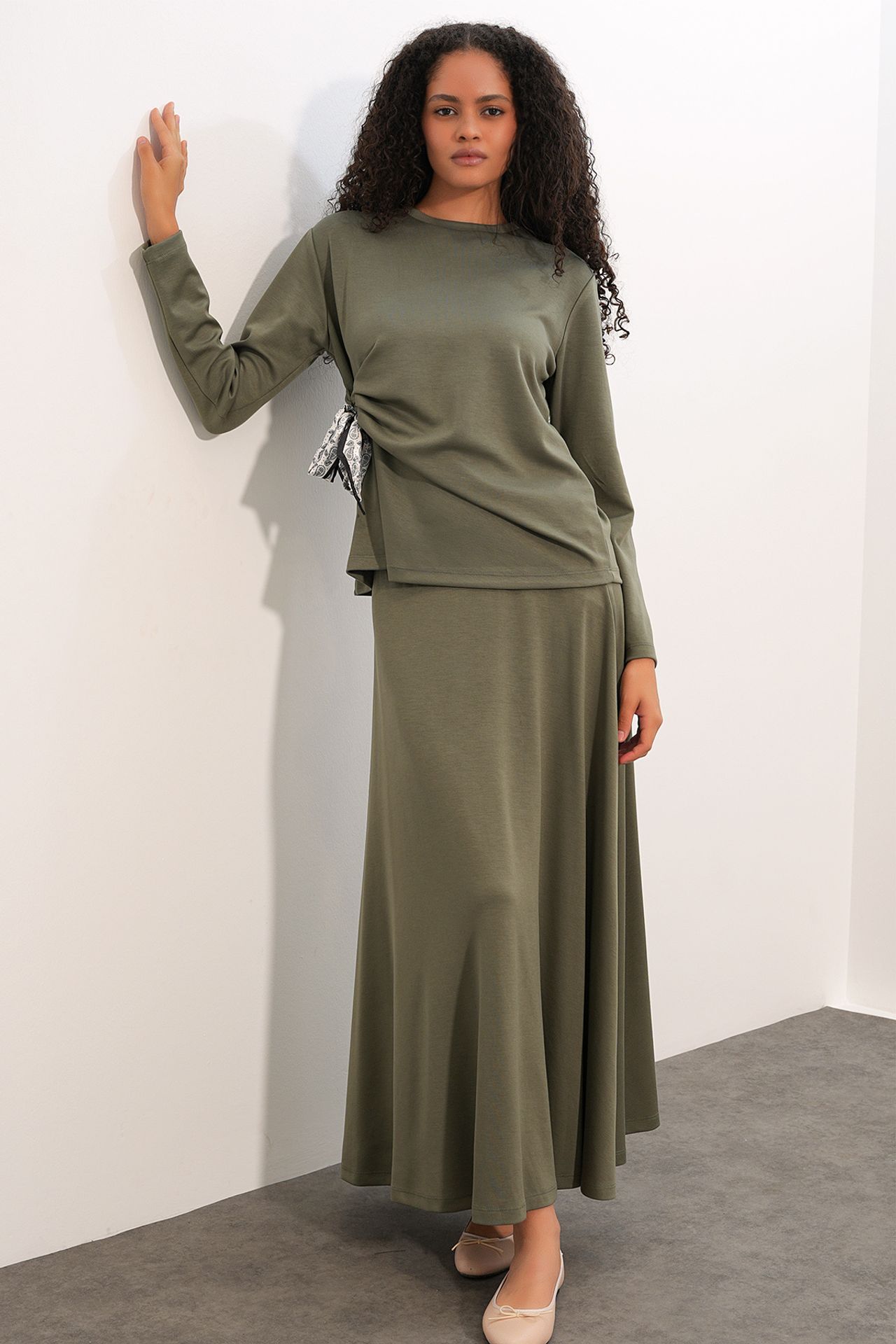 BDART Long Sleeve Blouse And Wide-leg Skirt Coord 5