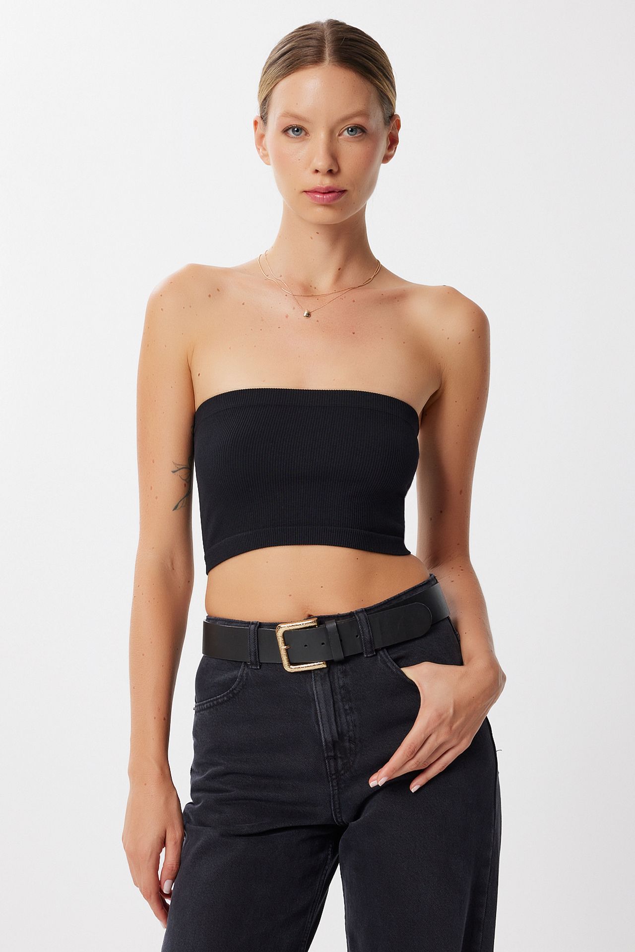 ISTANBUL Ribbed bandeau crop blouse 2