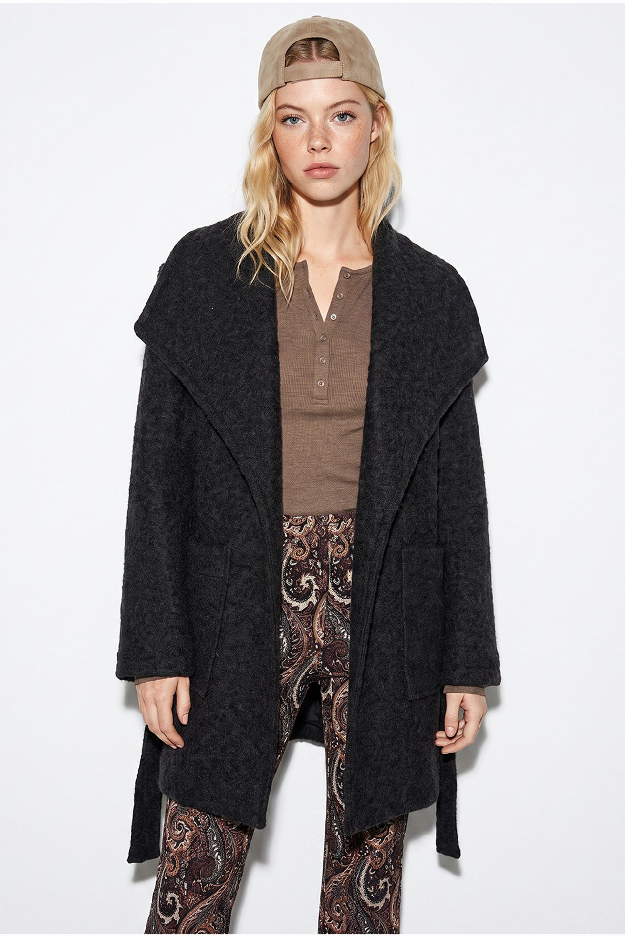 LUCCI Textured Midi Coat