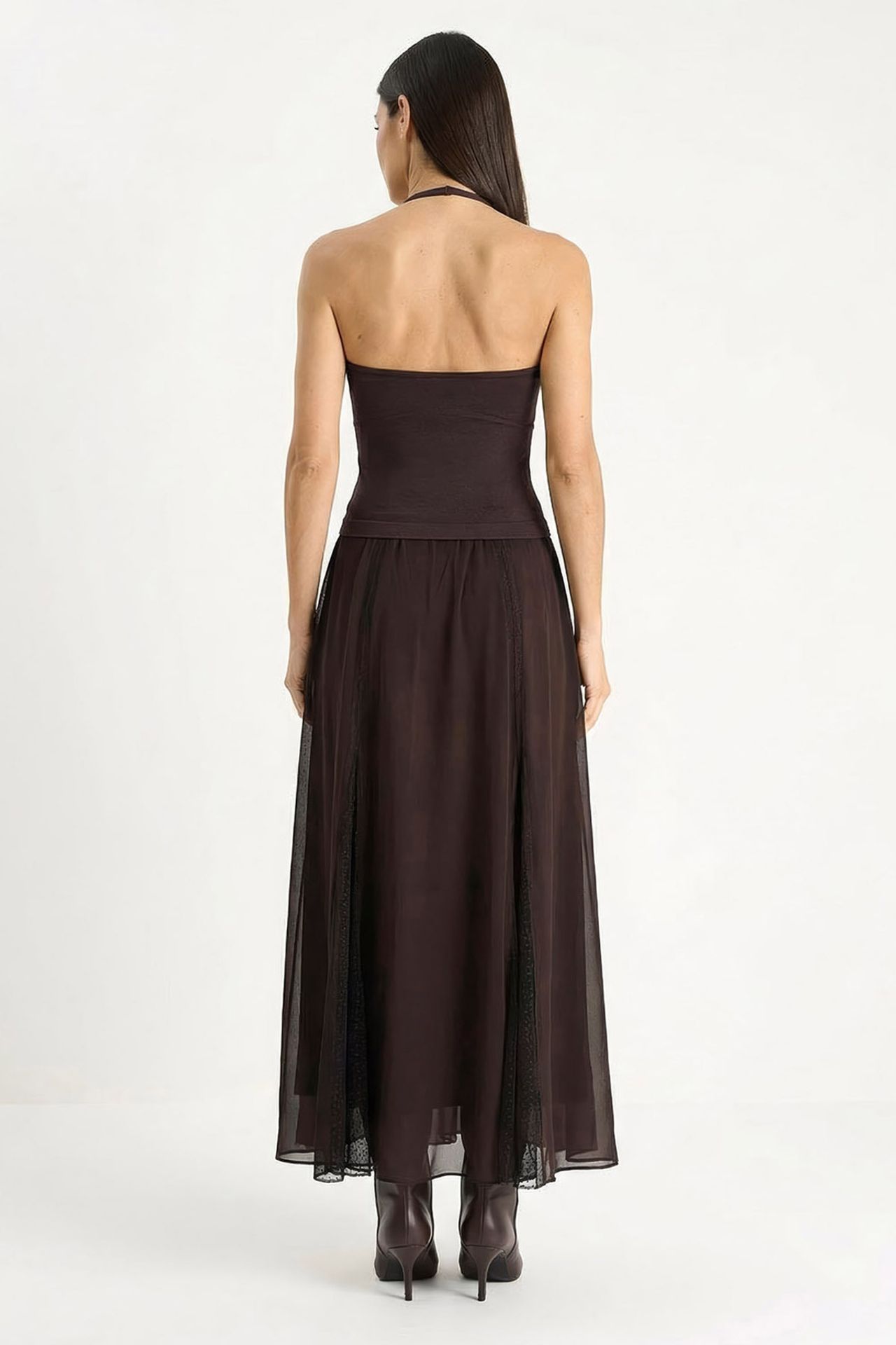 LUCCI High-Waist A-Line Chiffon Maxi Skirt 5
