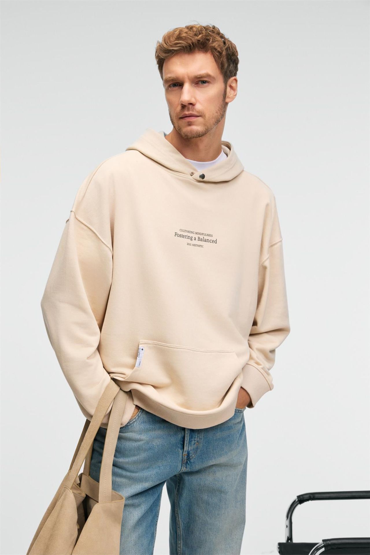 GRIMELANGE Baskılı Kapüşonlu Cepli Sweatshirt 2